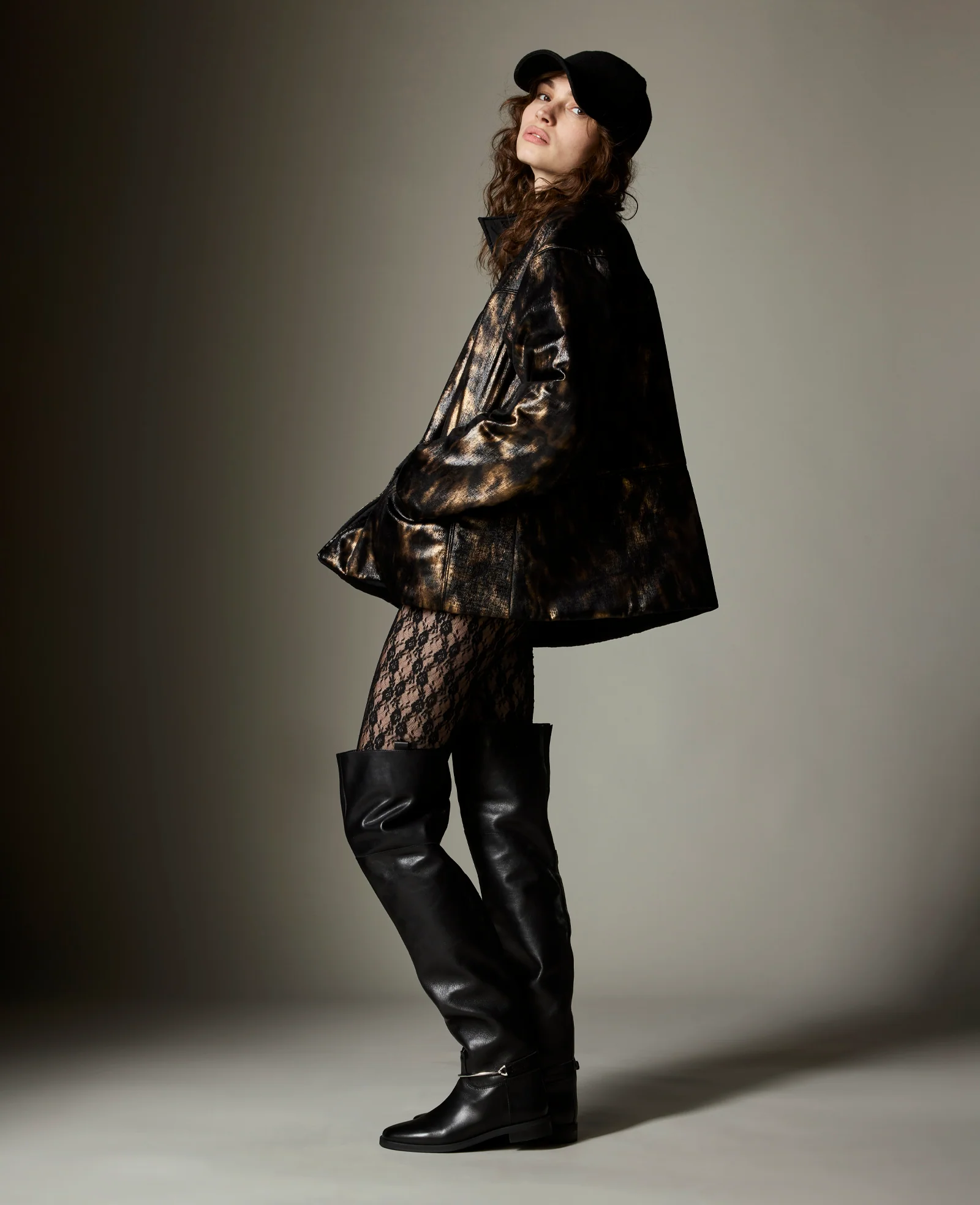Animal Foiled Satin Lightweight Seamed Puffer Jacket - Image 2