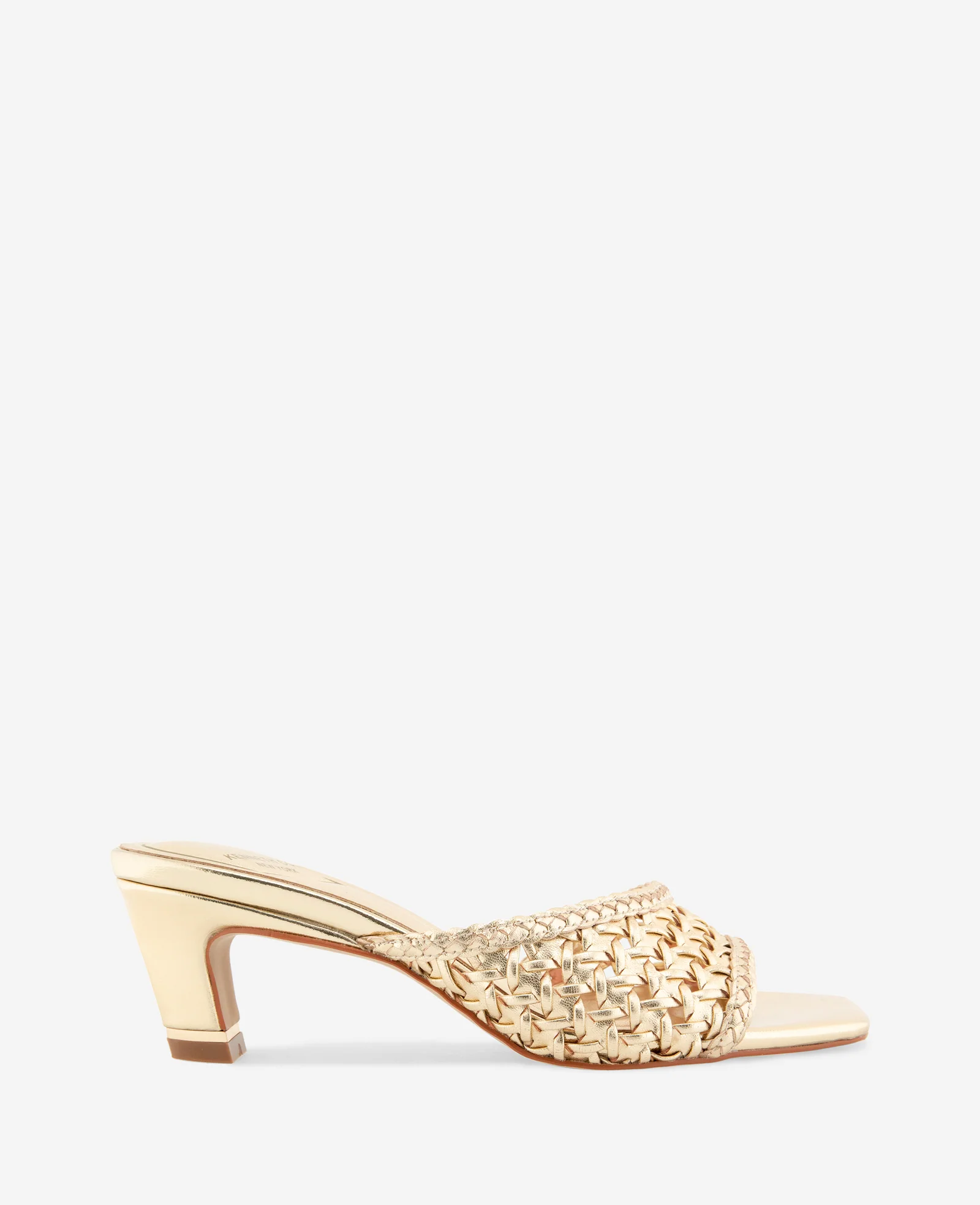 Arita Metallic Woven Leather Open Toe Heel