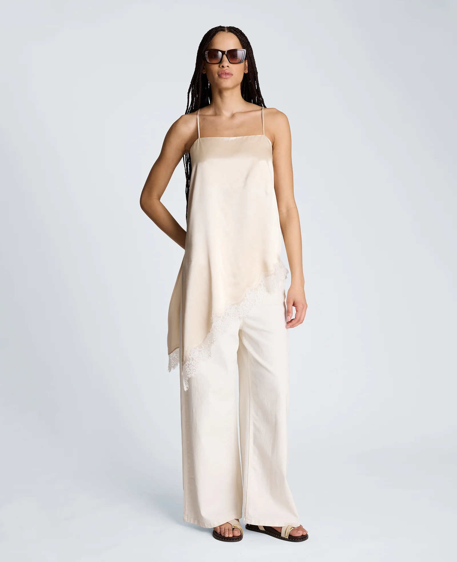 Asymmetric Lace Hem Tunic Cami - Image 4