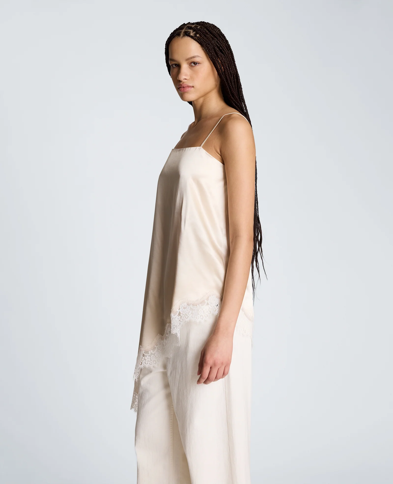 Asymmetric Lace Hem Tunic Cami - Image 5