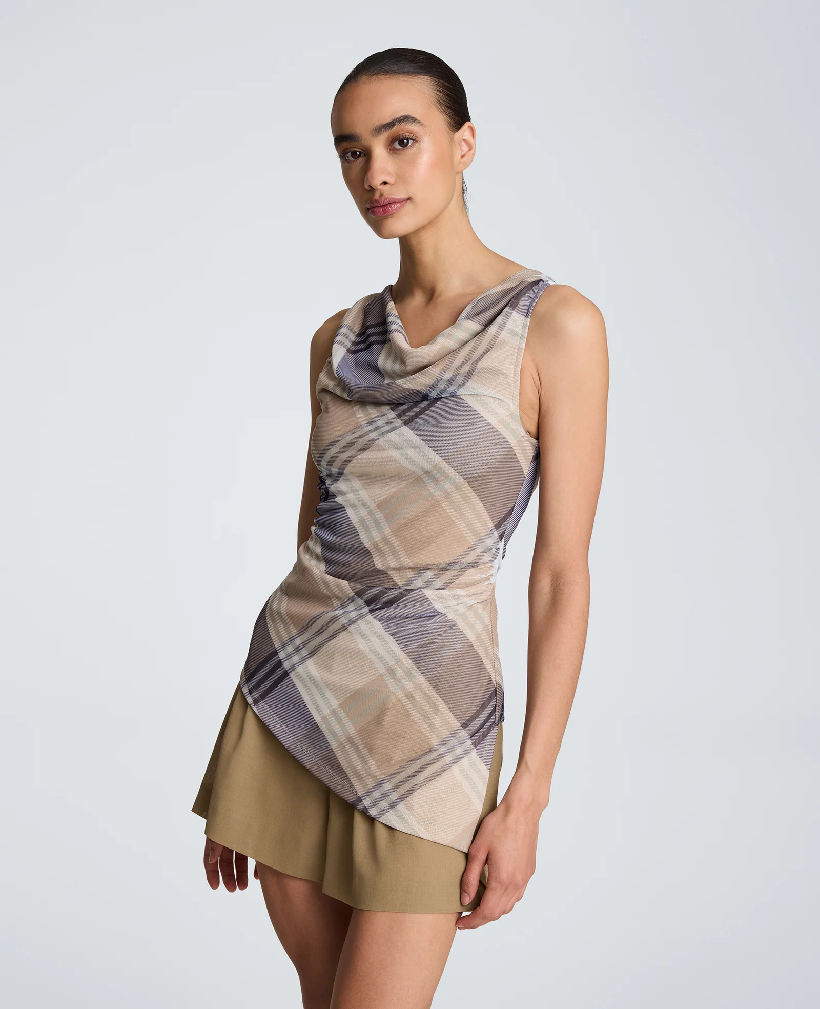 Asymmetrical Cowl Boat Neck Top - Image 3
