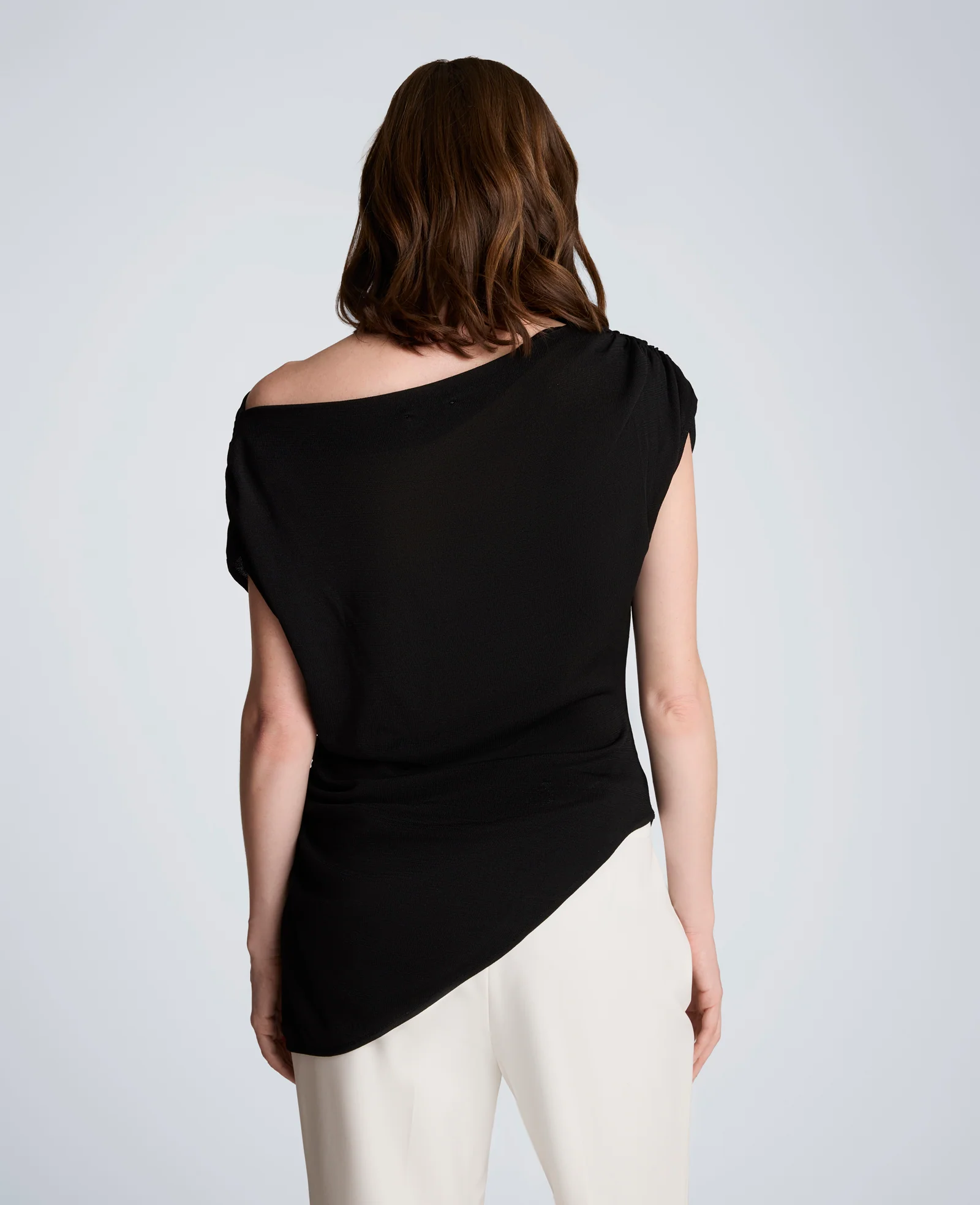 Asymmetrical Drape Neck Top - Image 2