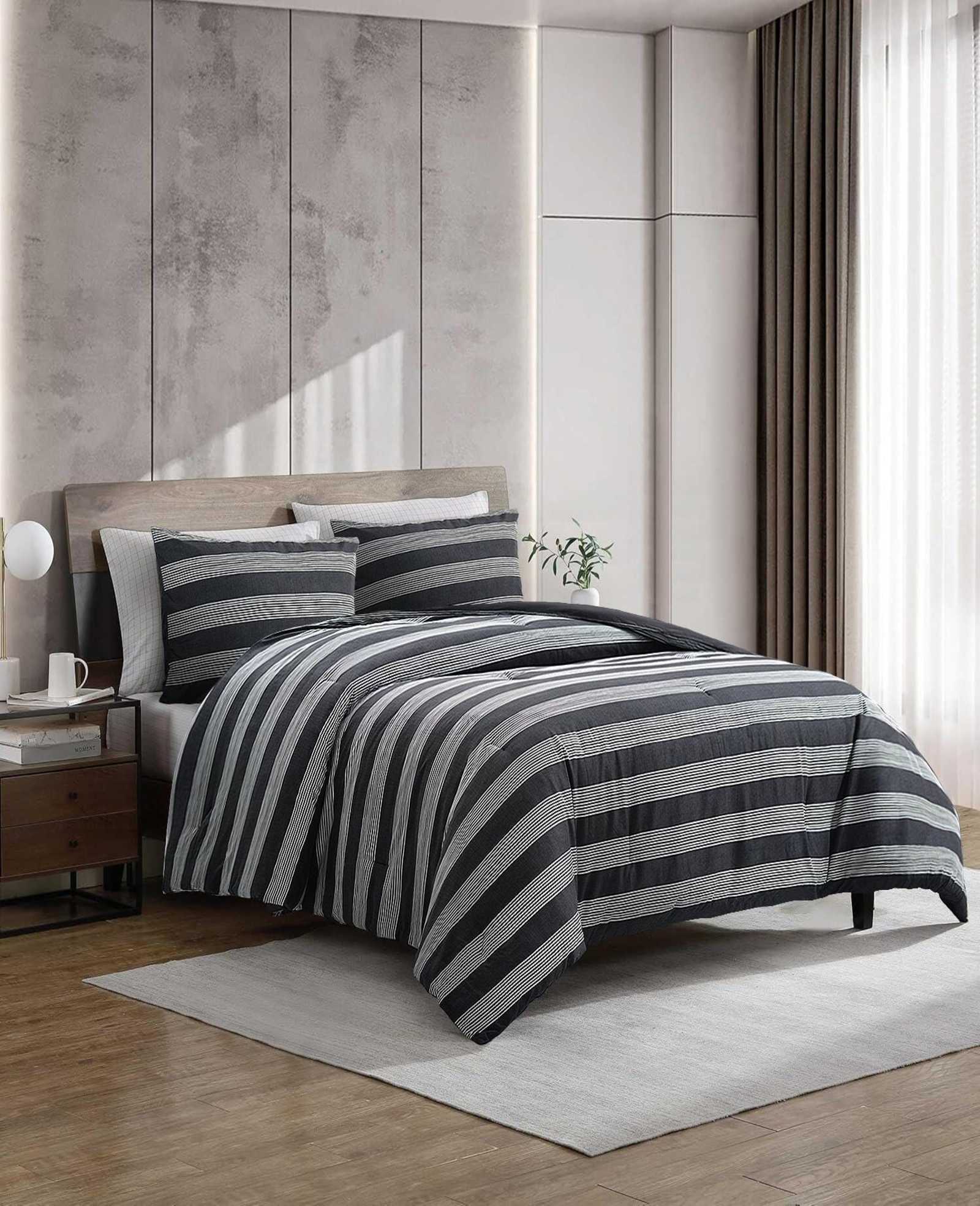Banded Stripe Textured Comforter Set - Image 2