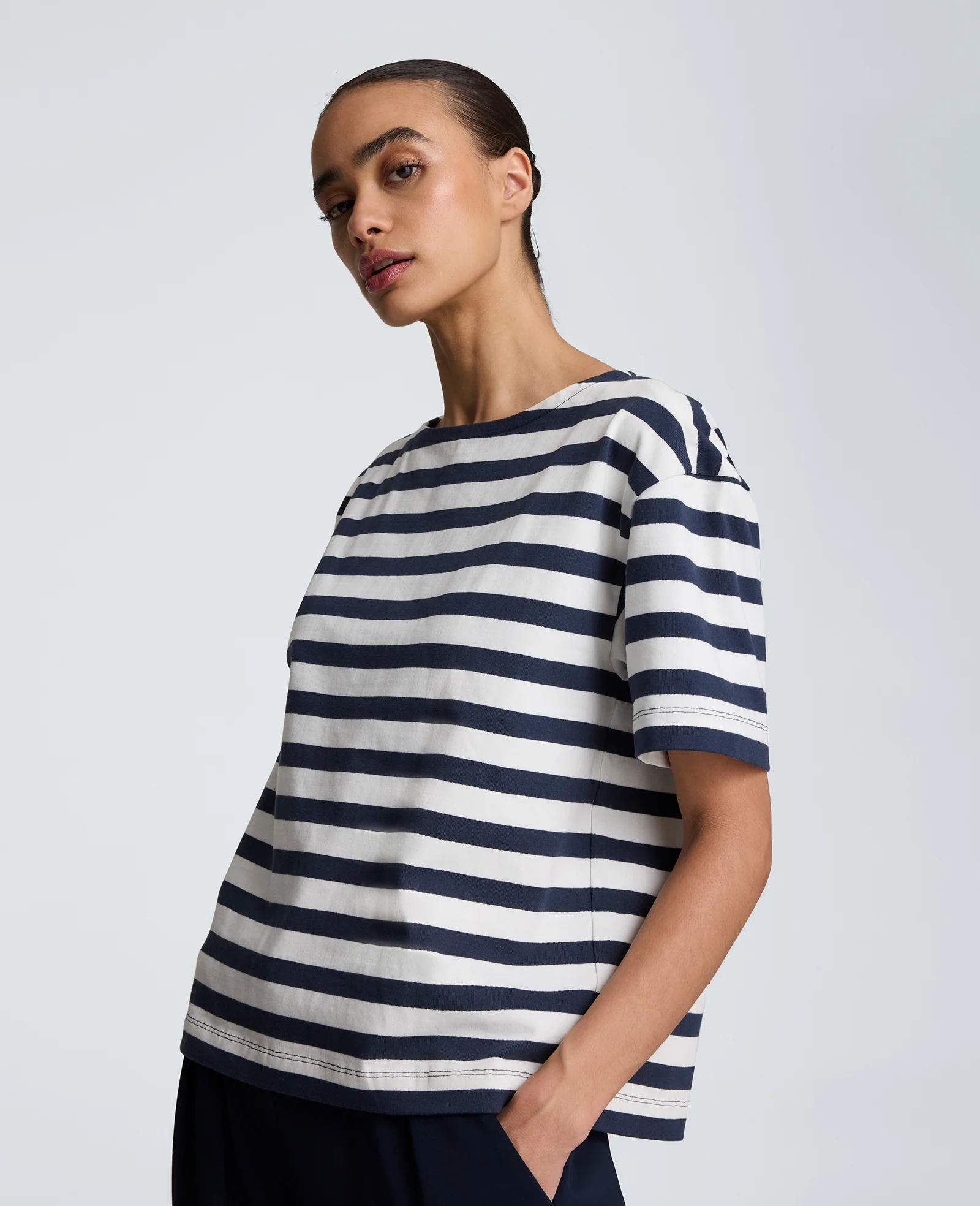 Boat Neck Boyfriend Tee - Image 3