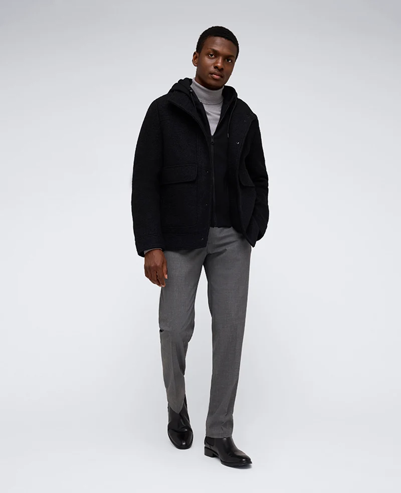 Boucle Wool Jacket with Attached Jersey Hood - Image 4