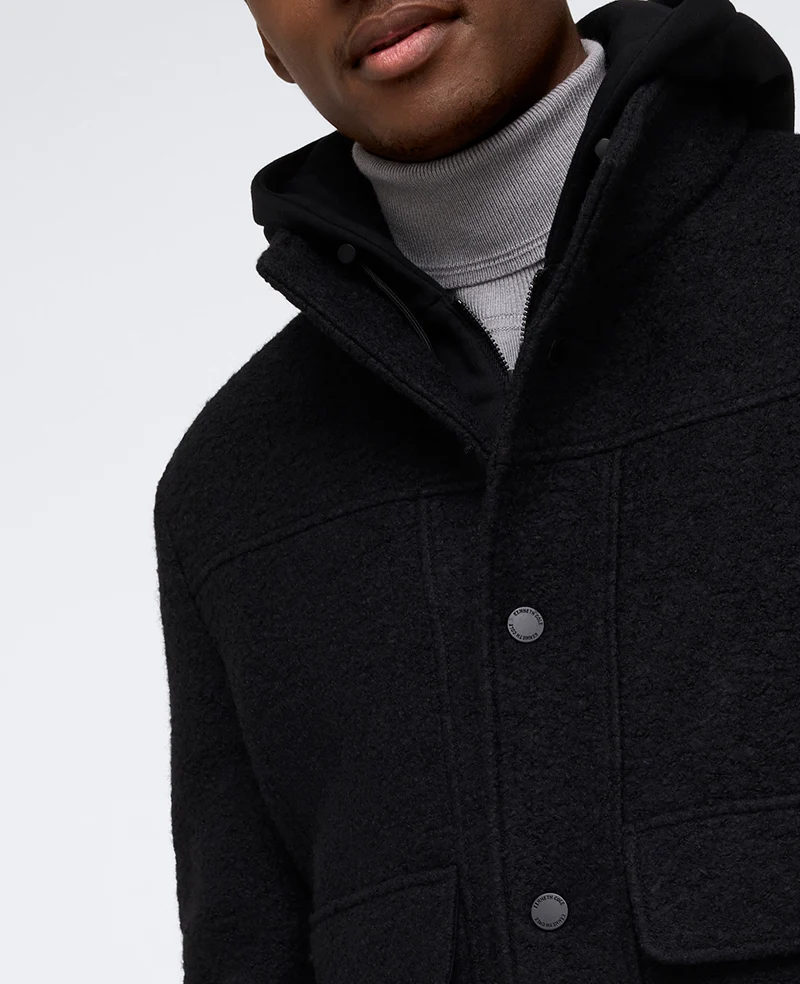 Boucle Wool Jacket with Attached Jersey Hood - Image 5