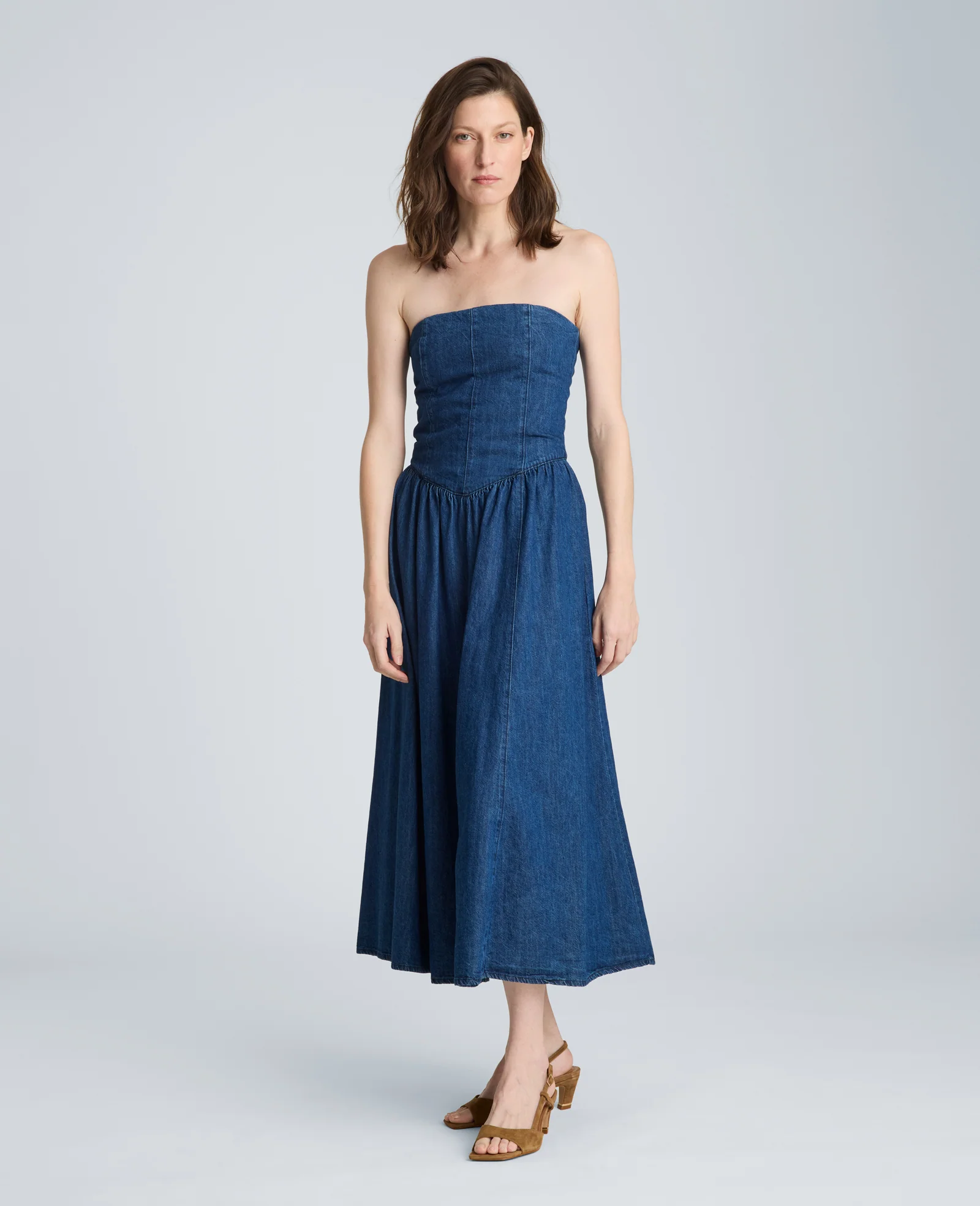 Bustier Strapless Denim Dress