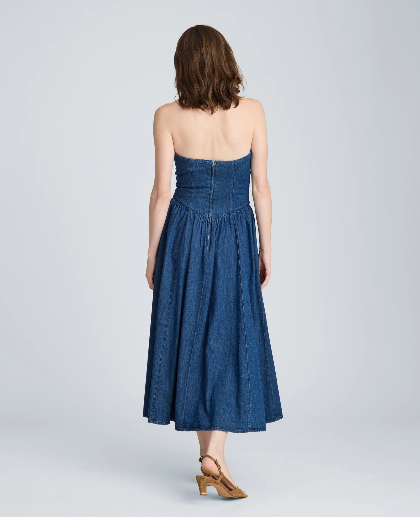 Bustier Strapless Denim Dress - Image 2