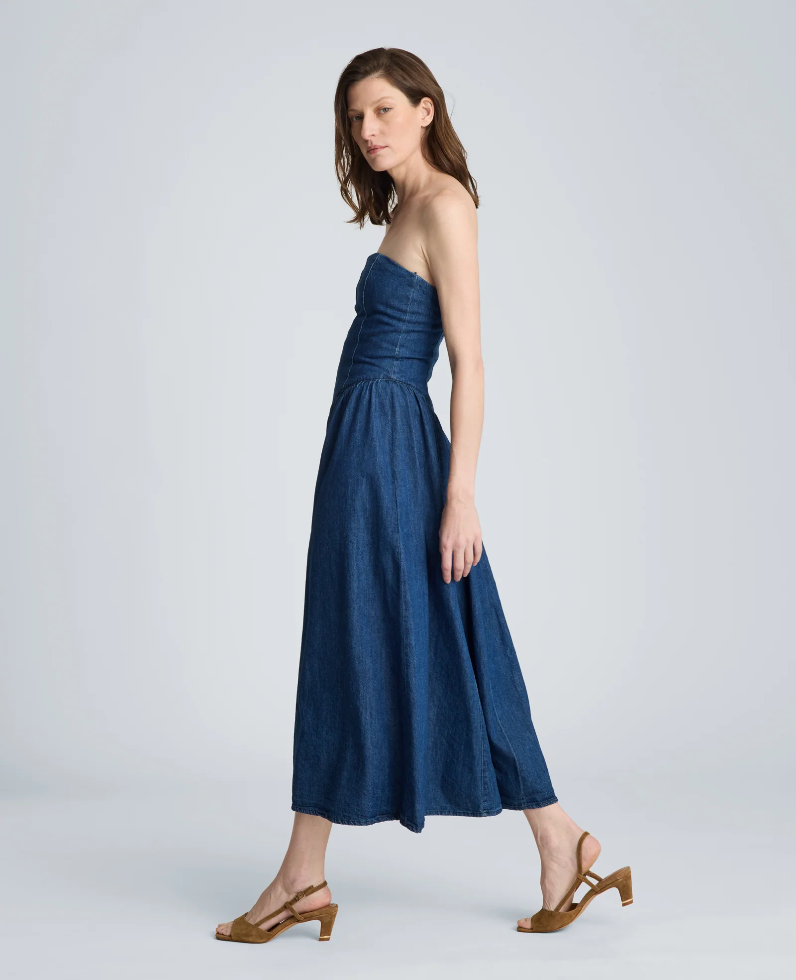 Bustier Strapless Denim Dress - Image 3