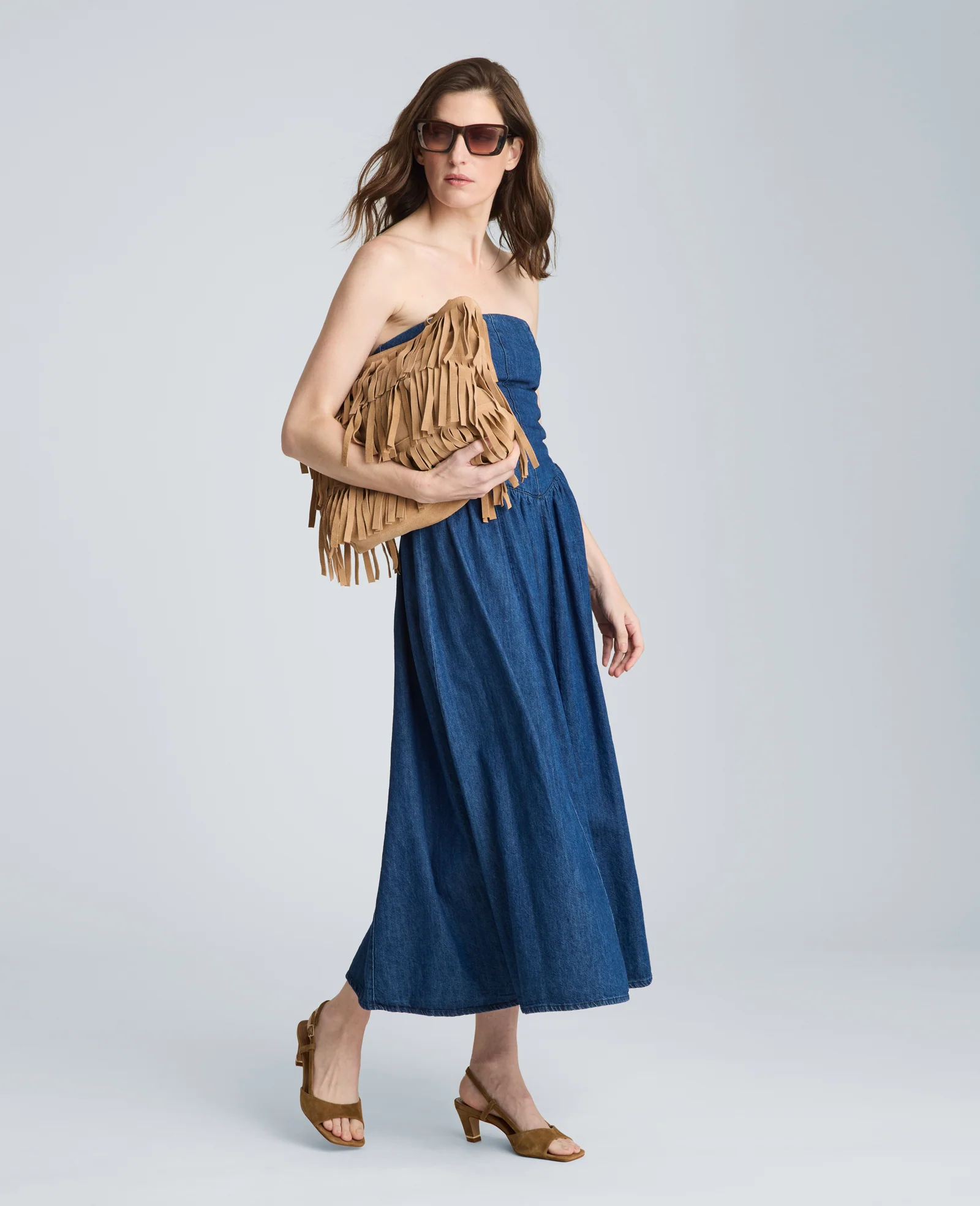 Bustier Strapless Denim Dress - Image 4