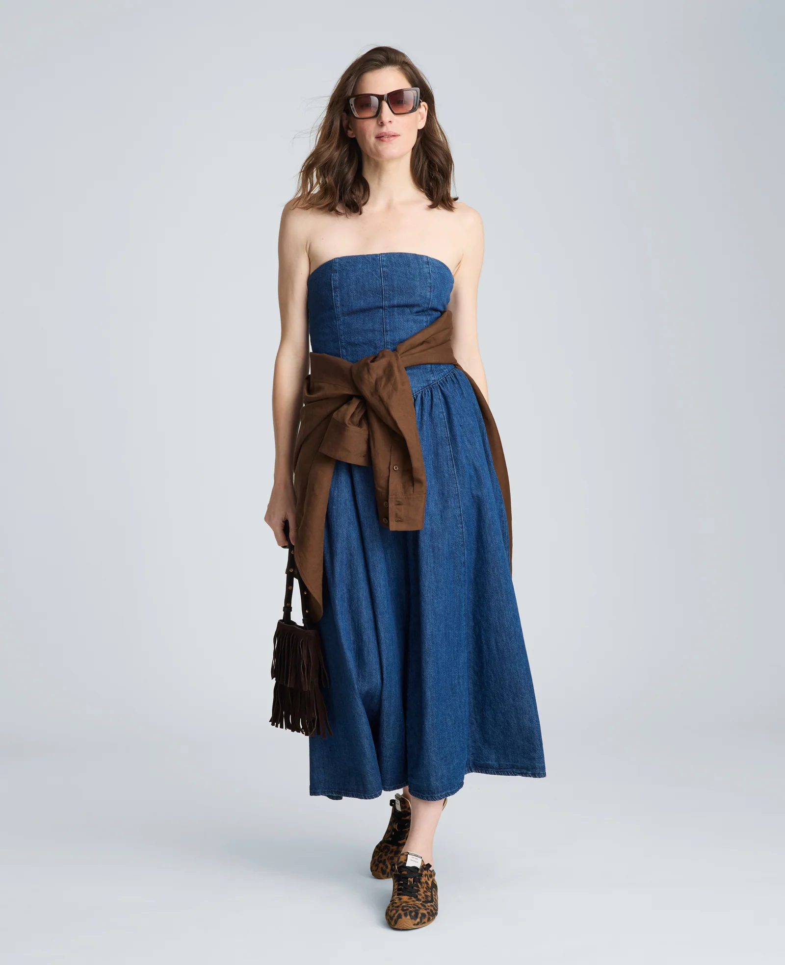 Bustier Strapless Denim Dress - Image 5