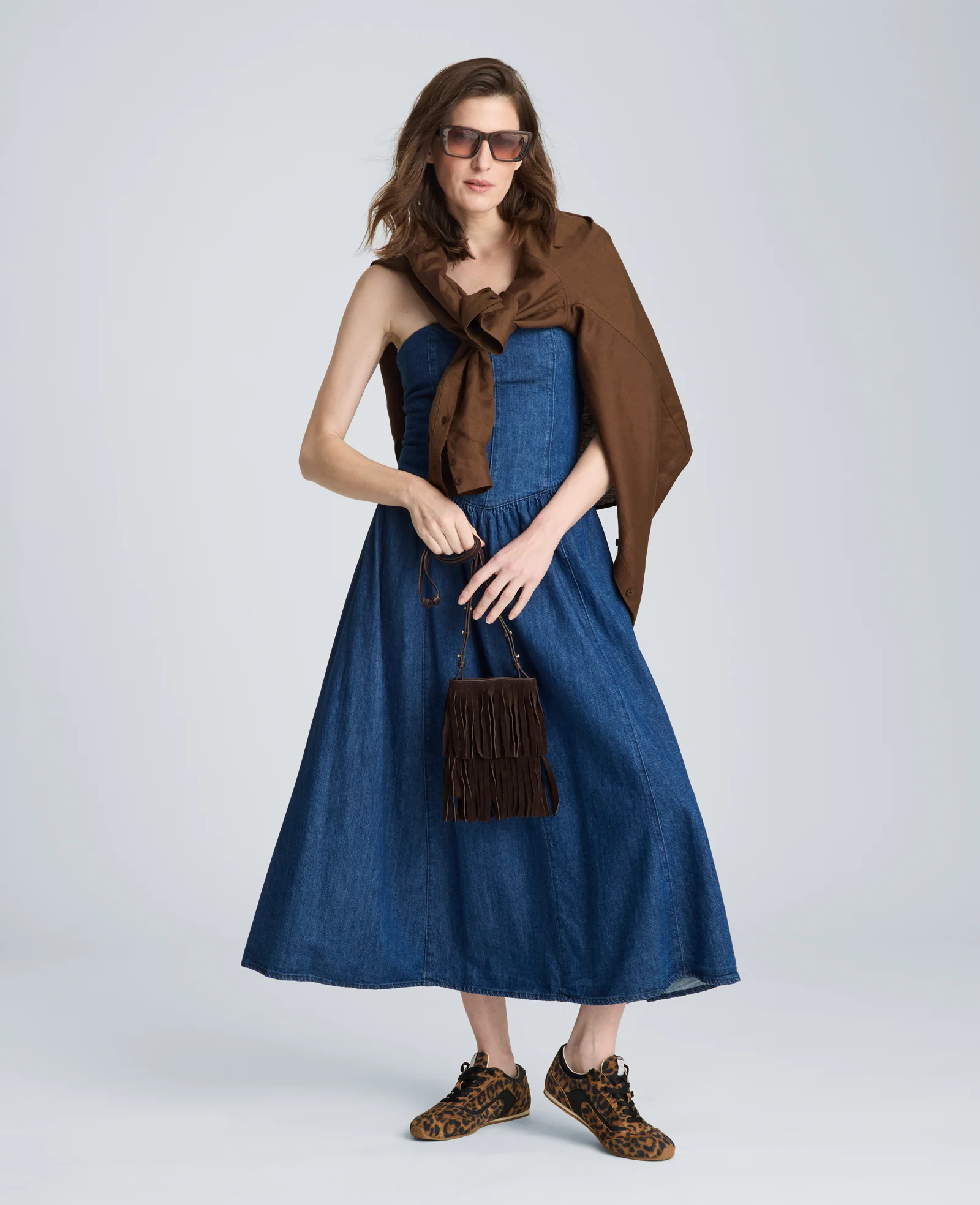Bustier Strapless Denim Dress - Image 6