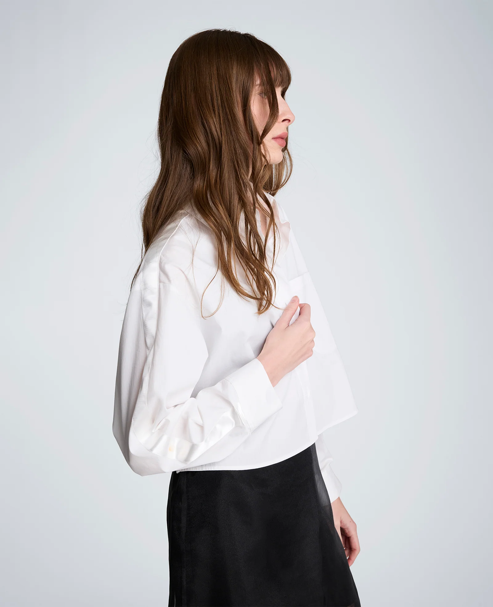 Button Front Crop Shirt with Satin Detail - Image 4