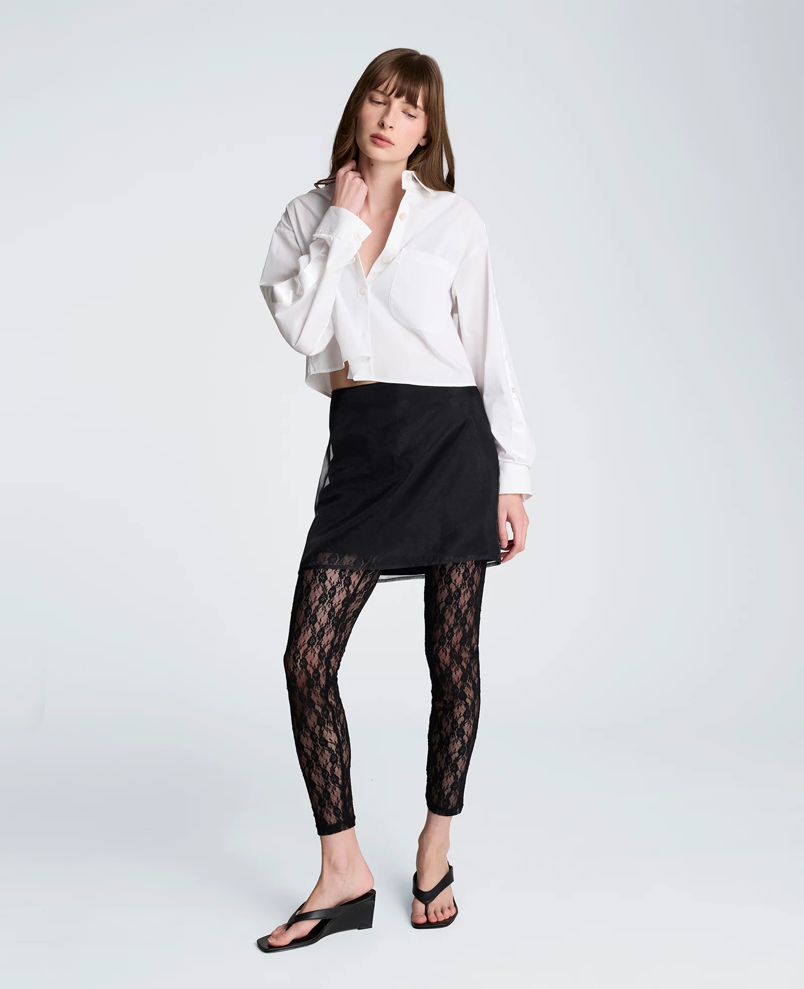 Button Front Crop Shirt with Satin Detail - Image 7