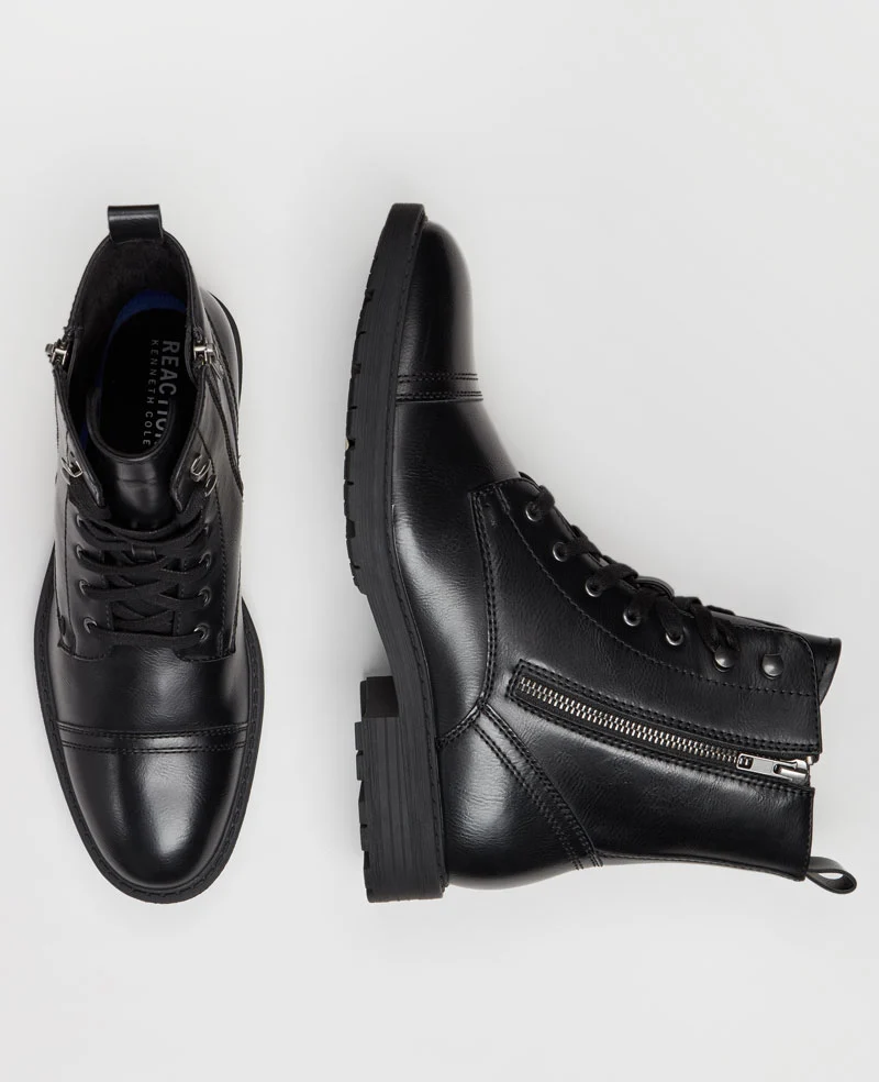 REACTION - Captain Cap Toe Double Zip Combat Boot - Image 4