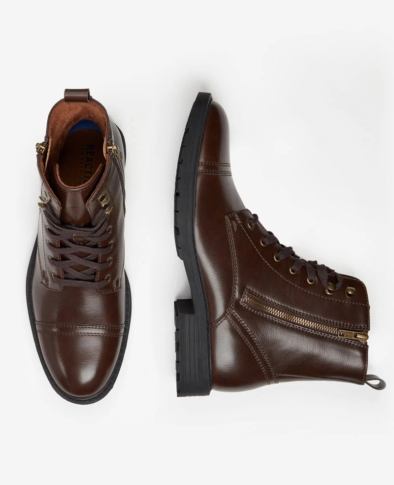REACTION - Captain Cap Toe Double Zip Combat Boot - Image 4