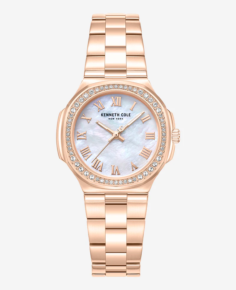 Classic Crystal Lined Outer Dial Rose Gold Bracelet Watch