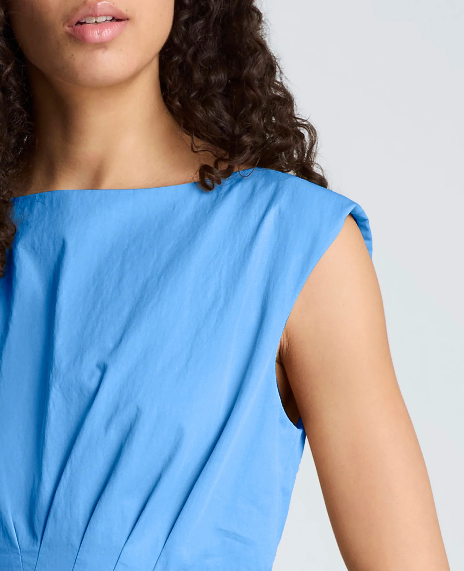 Cotton Poplin Sleeveless D-Rings Tie Midi Dress - Image 4