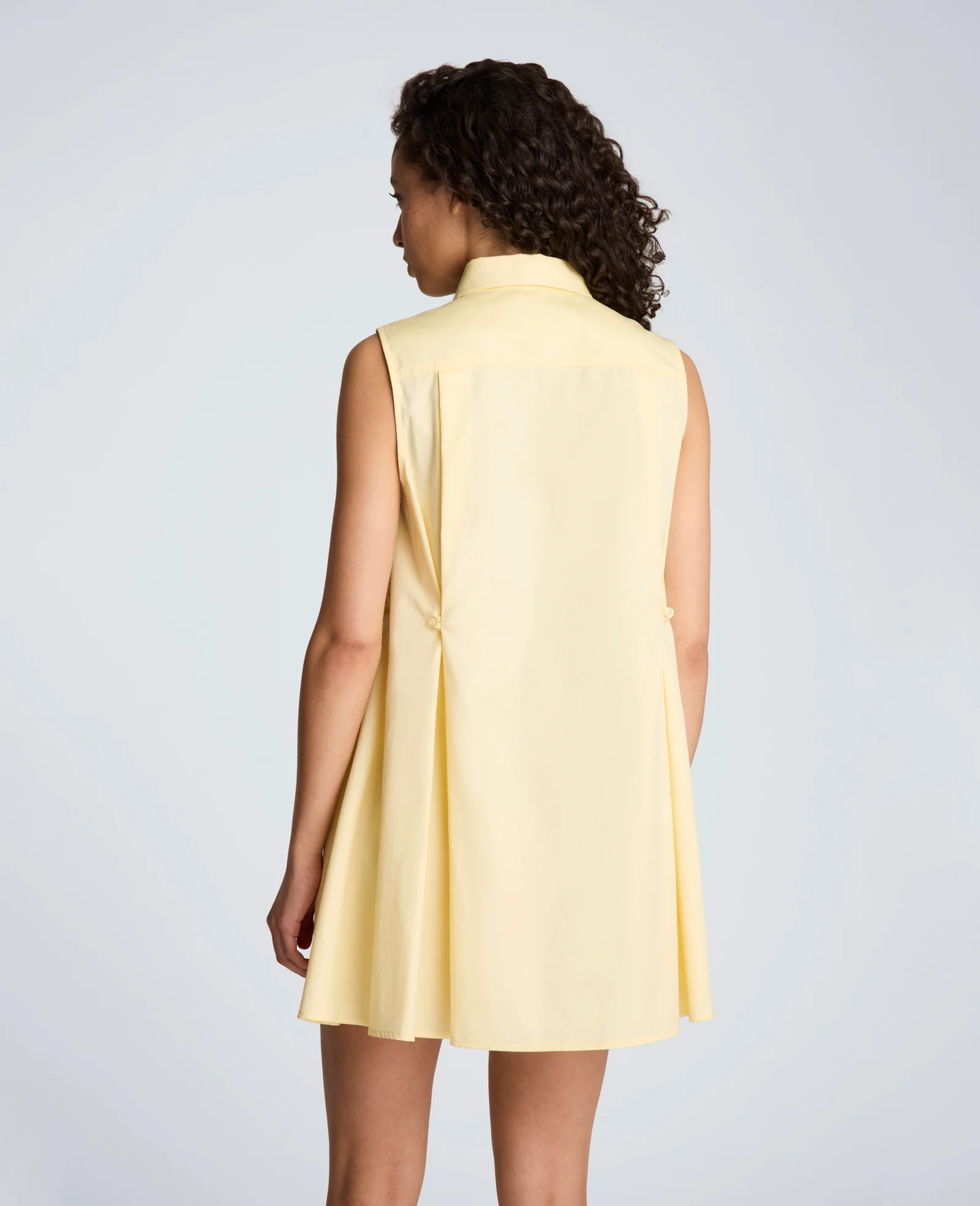 Cotton Poplin Sleeveless Trapeze Mini Dress - Image 2