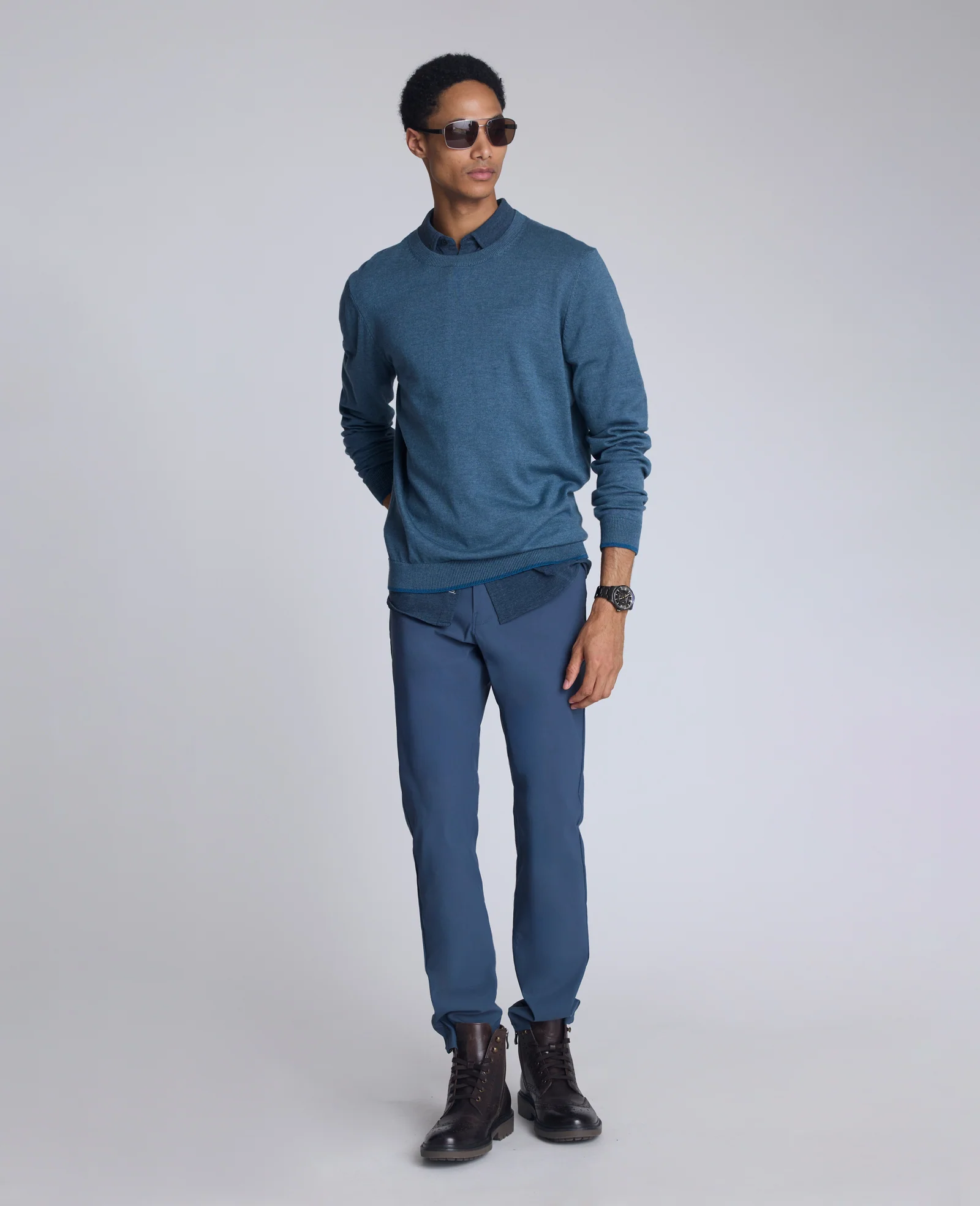 Crewneck Sweater with Tipping Details - Image 4