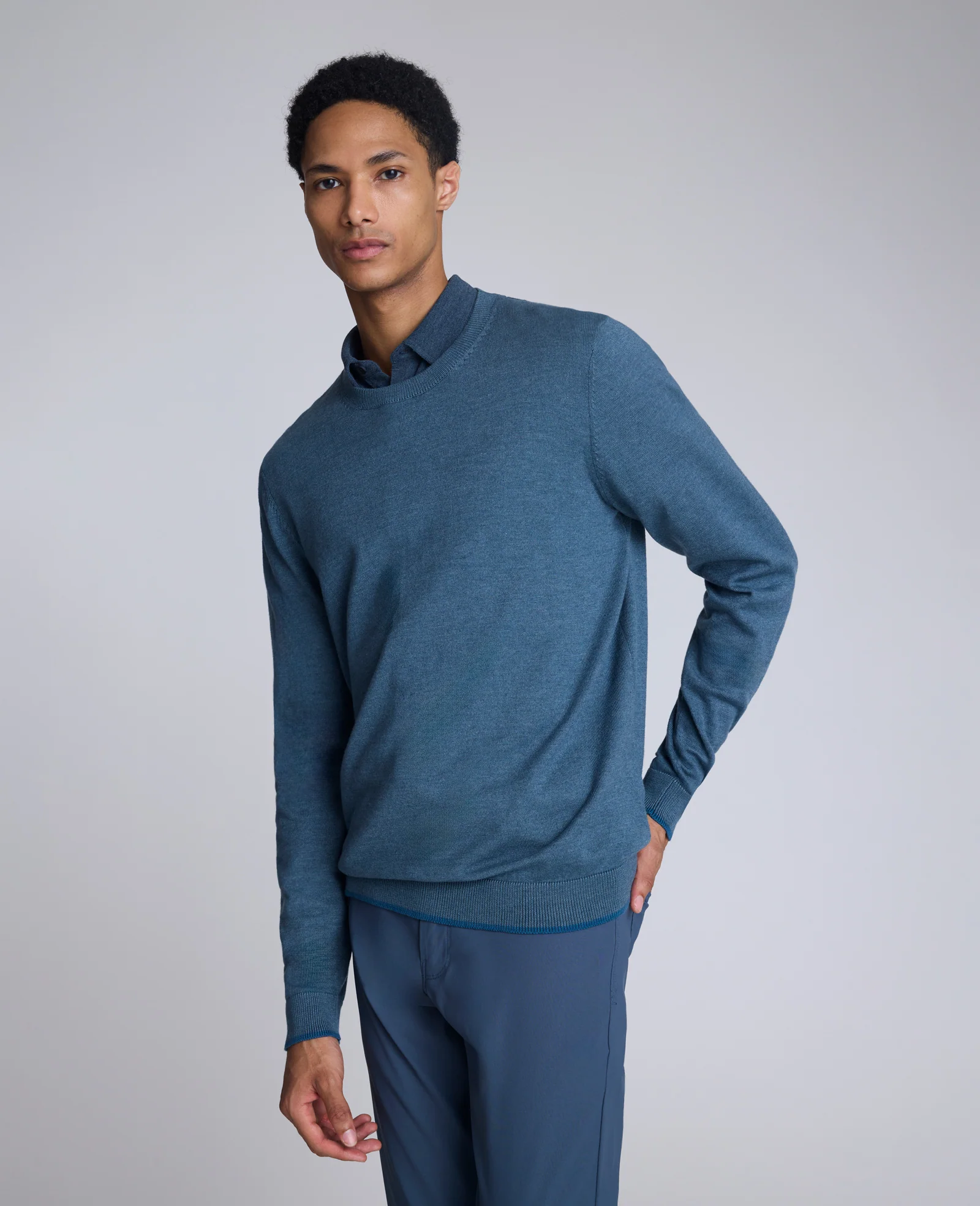 Crewneck Sweater with Tipping Details - Image 5