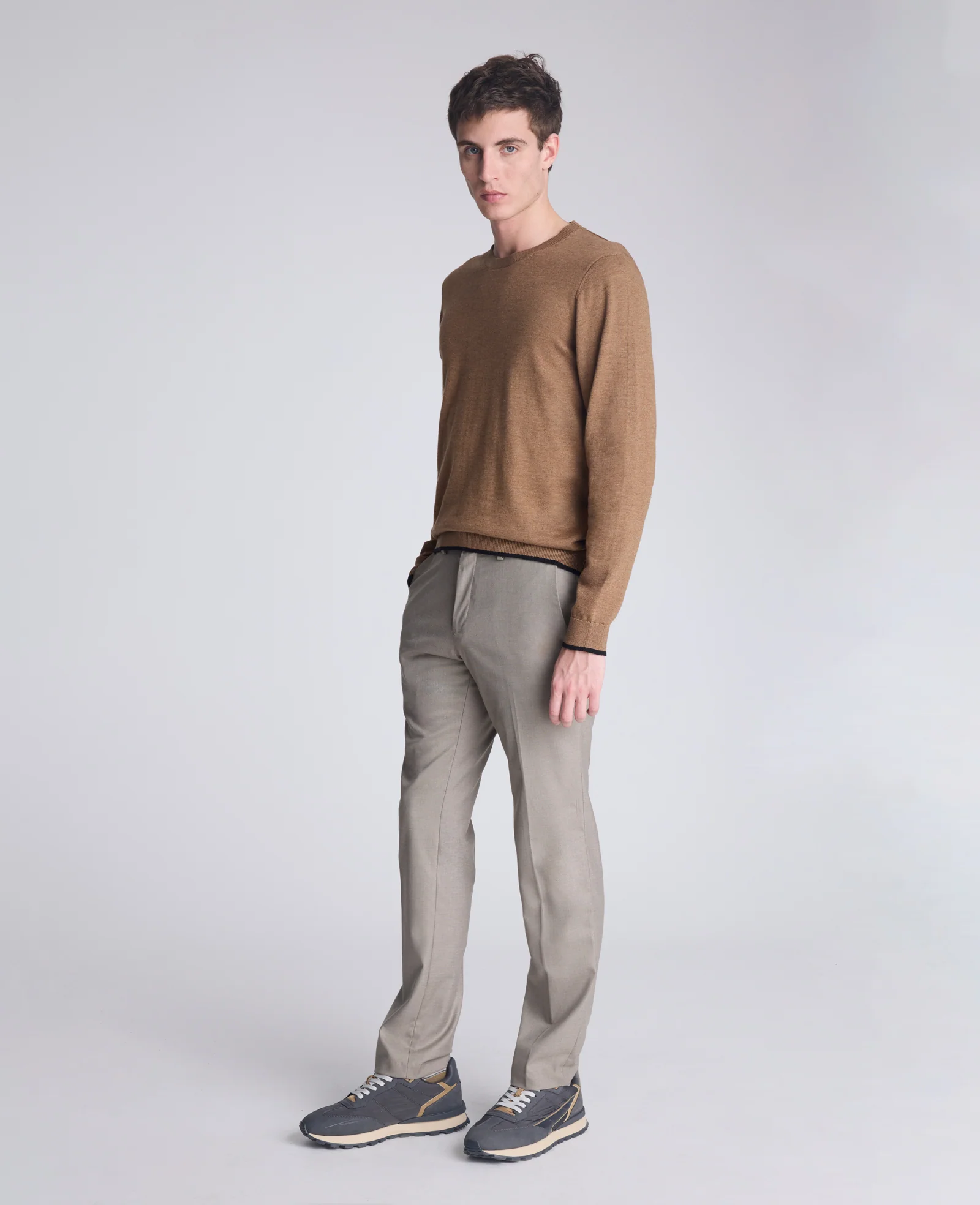 Crew Neck Sweater with Tipping Details - Image 3