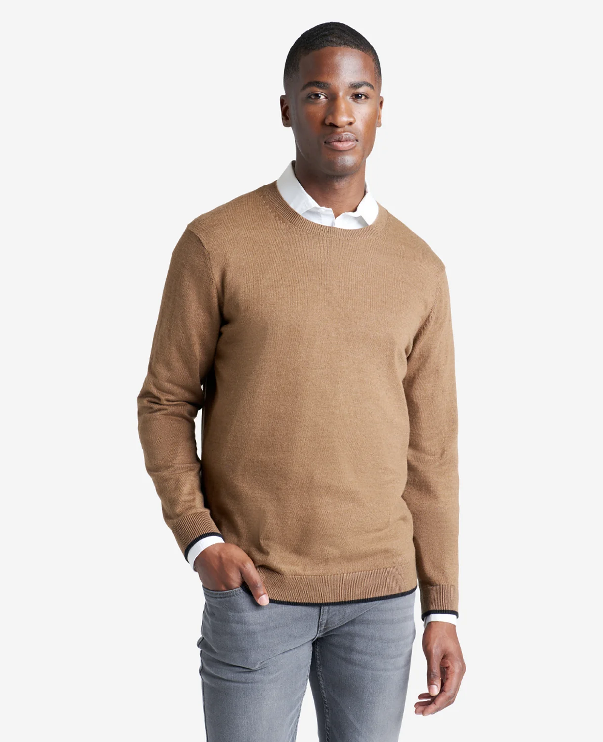 Crew Neck Sweater with Tipping Details - Image 5
