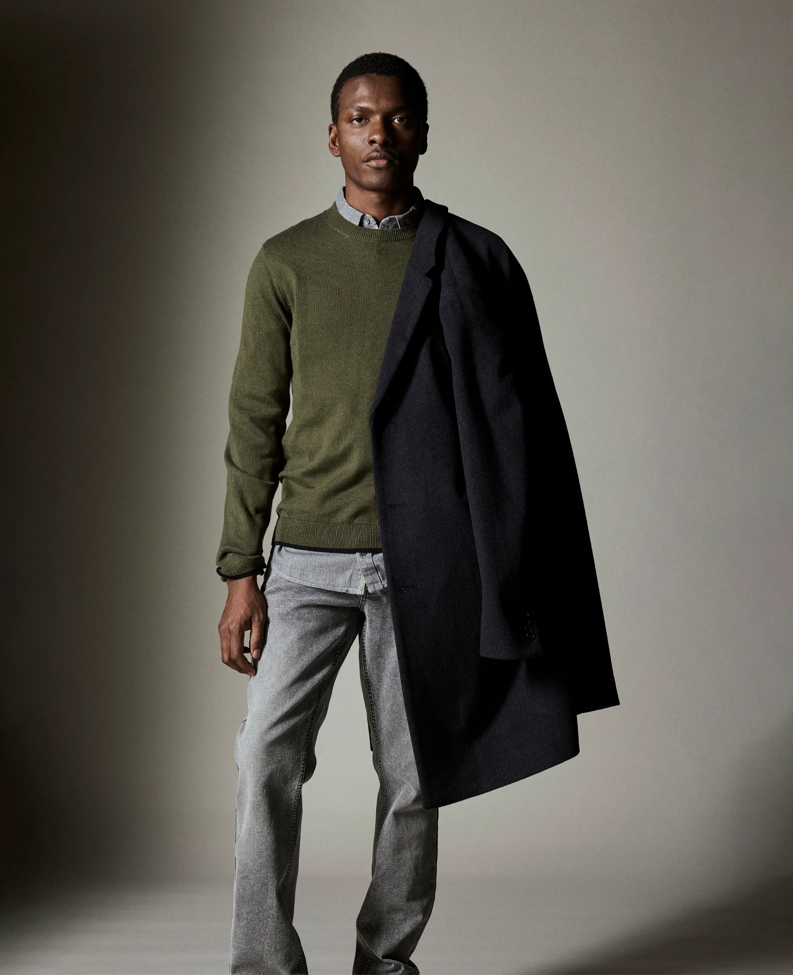 Crewneck Sweater with Tipping Details - Image 2