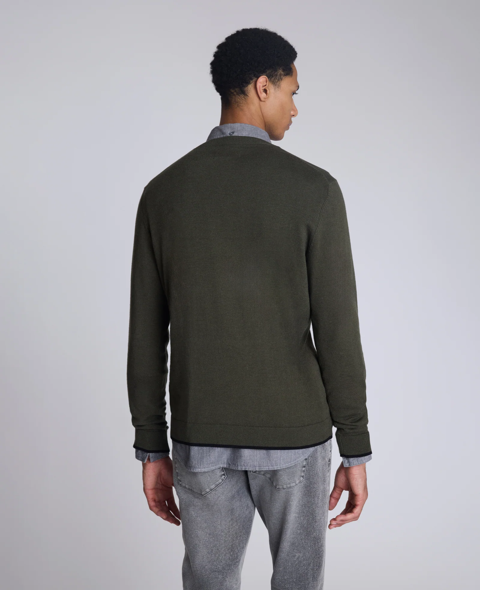 Crewneck Sweater with Tipping Details - Image 3