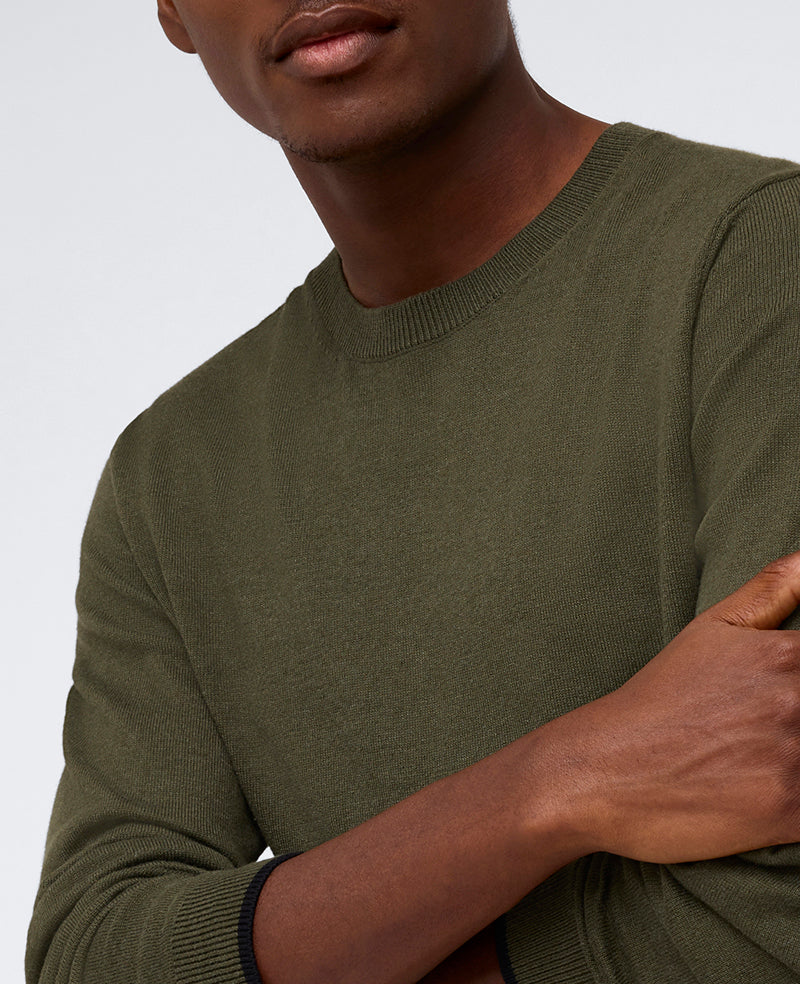 Crewneck Sweater with Tipping Details - Image 6