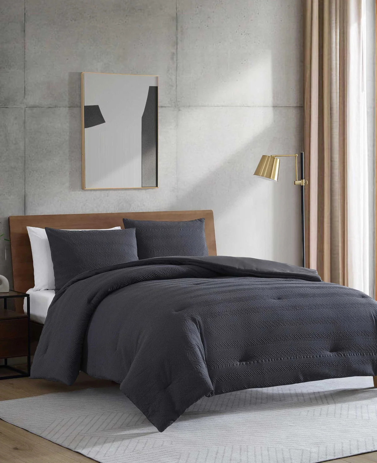 Crosswalk Herringbone Black Comforter Set - Image 2