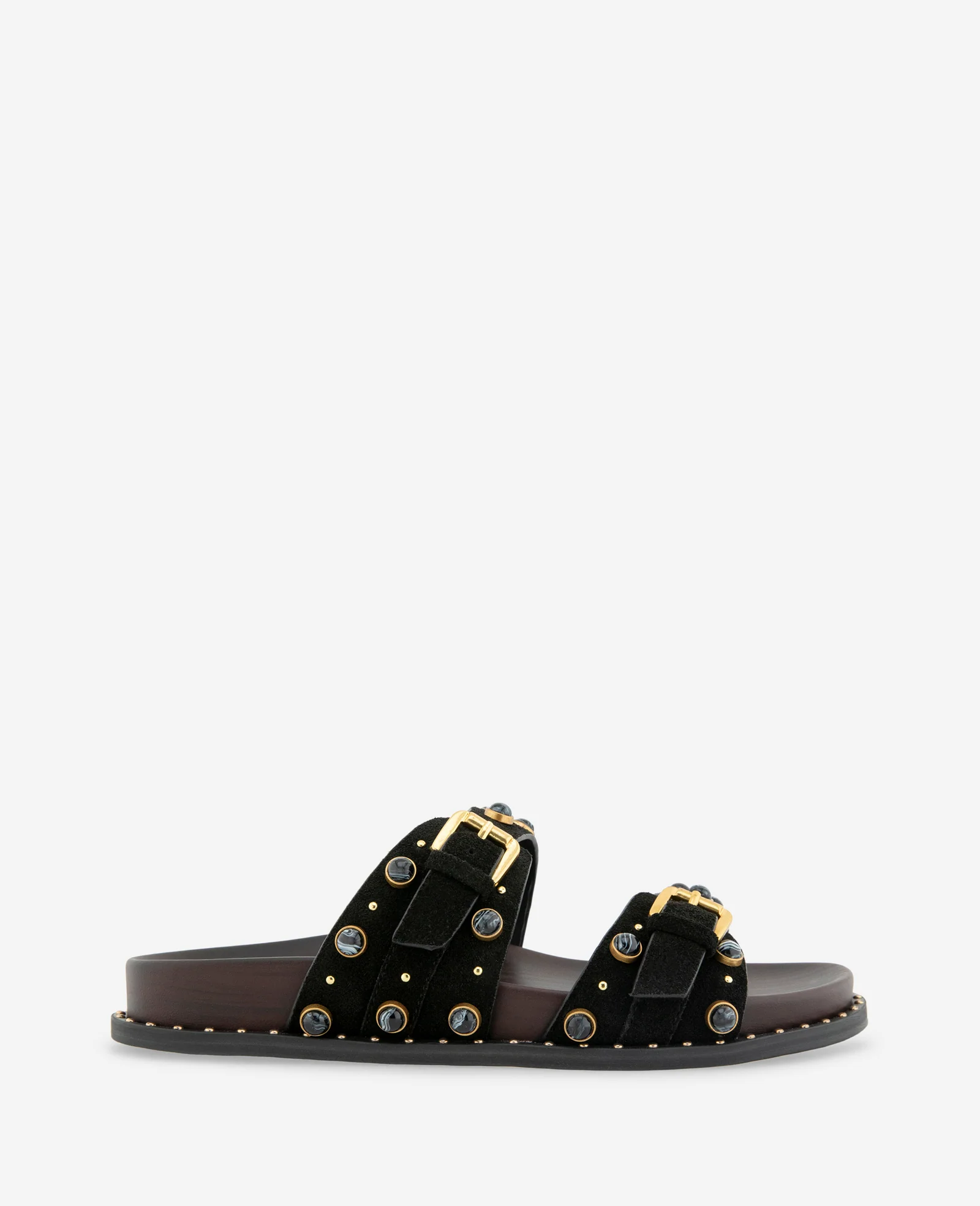 Deardra Leather Double Buckle Band Slide