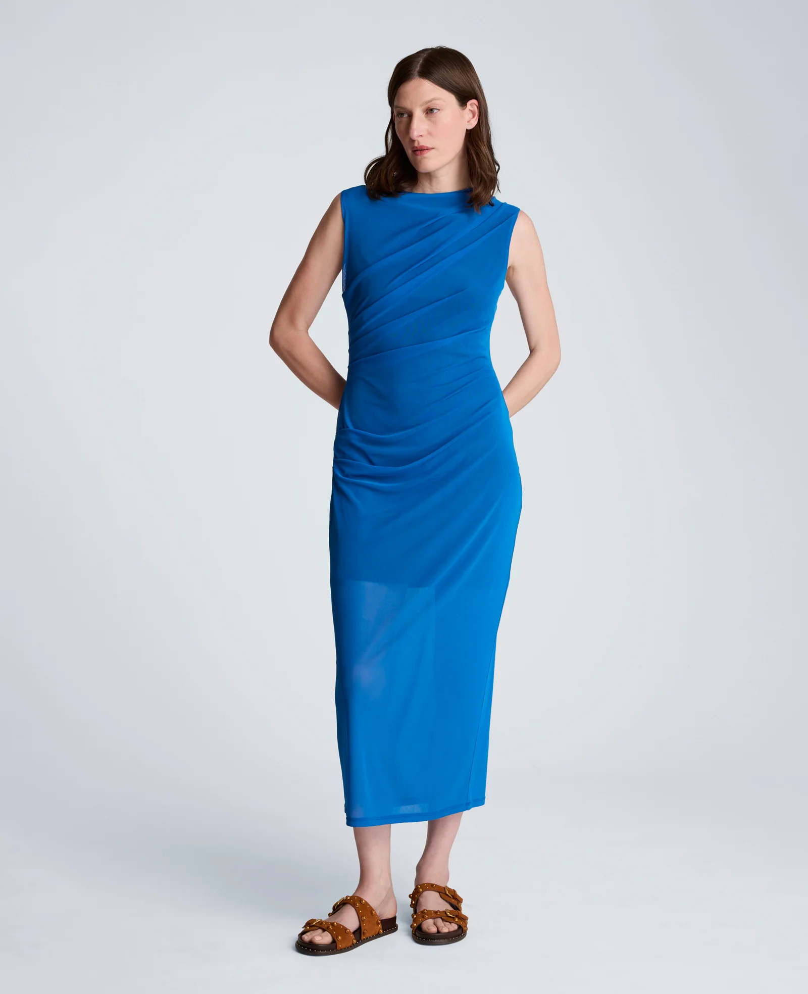 Draped Detailed Modern Midi Dress