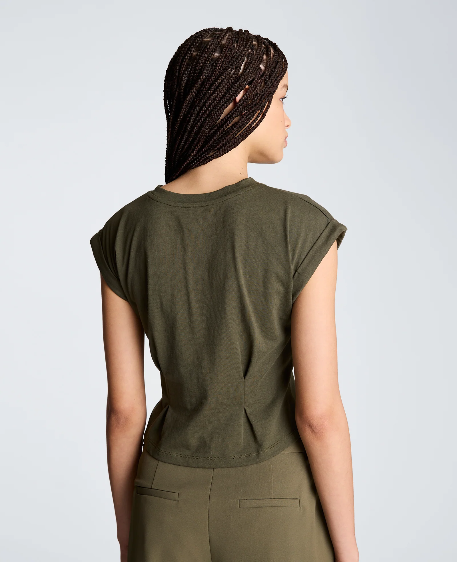 Extended Shoulder Top With Peplum Waist - Image 2