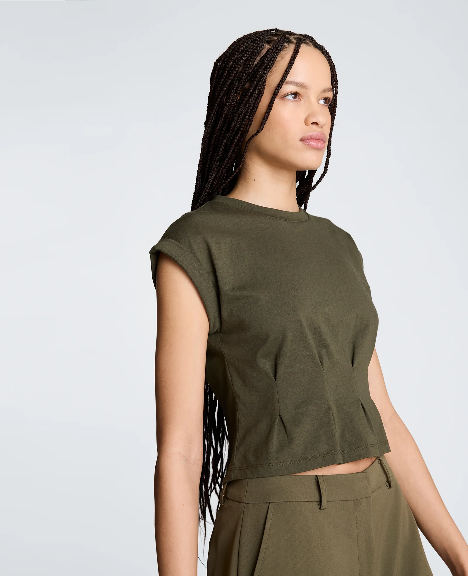 Extended Shoulder Top With Peplum Waist - Image 3