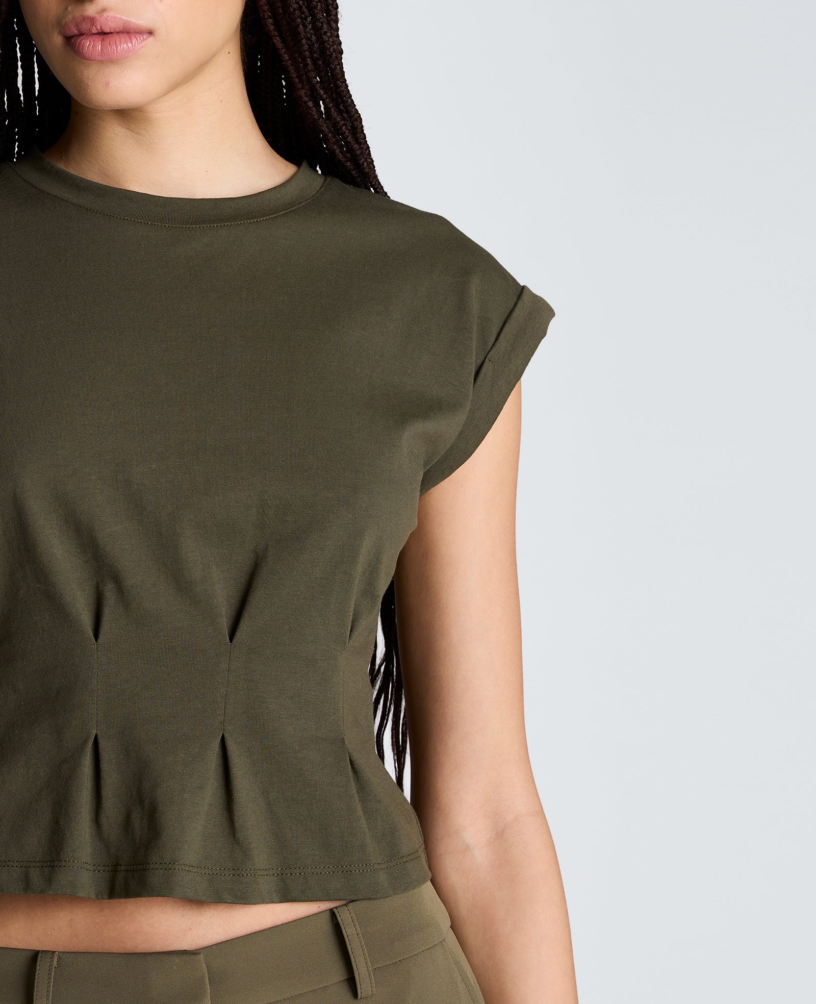 Extended Shoulder Top With Peplum Waist - Image 4