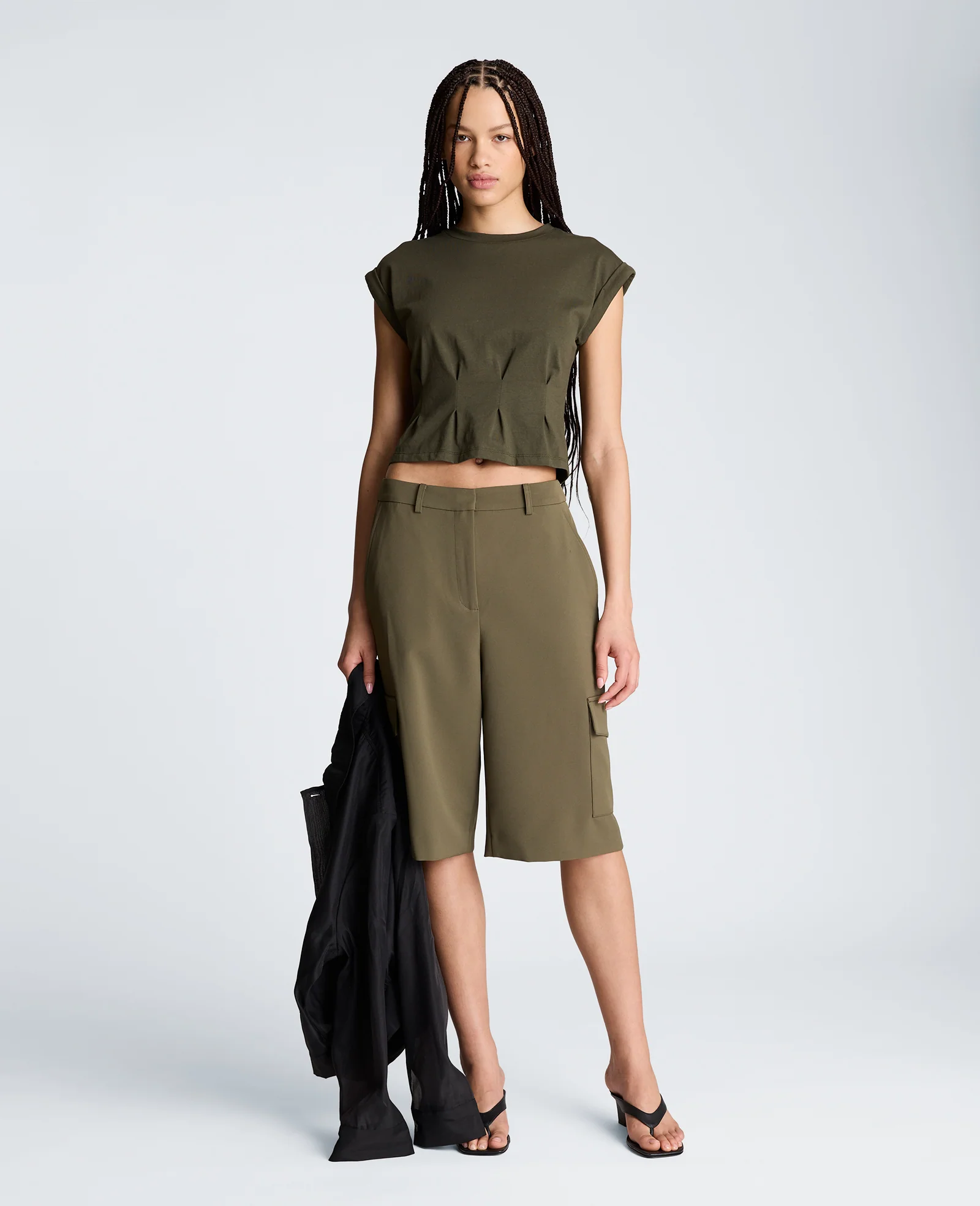 Extended Shoulder Top With Peplum Waist - Image 6