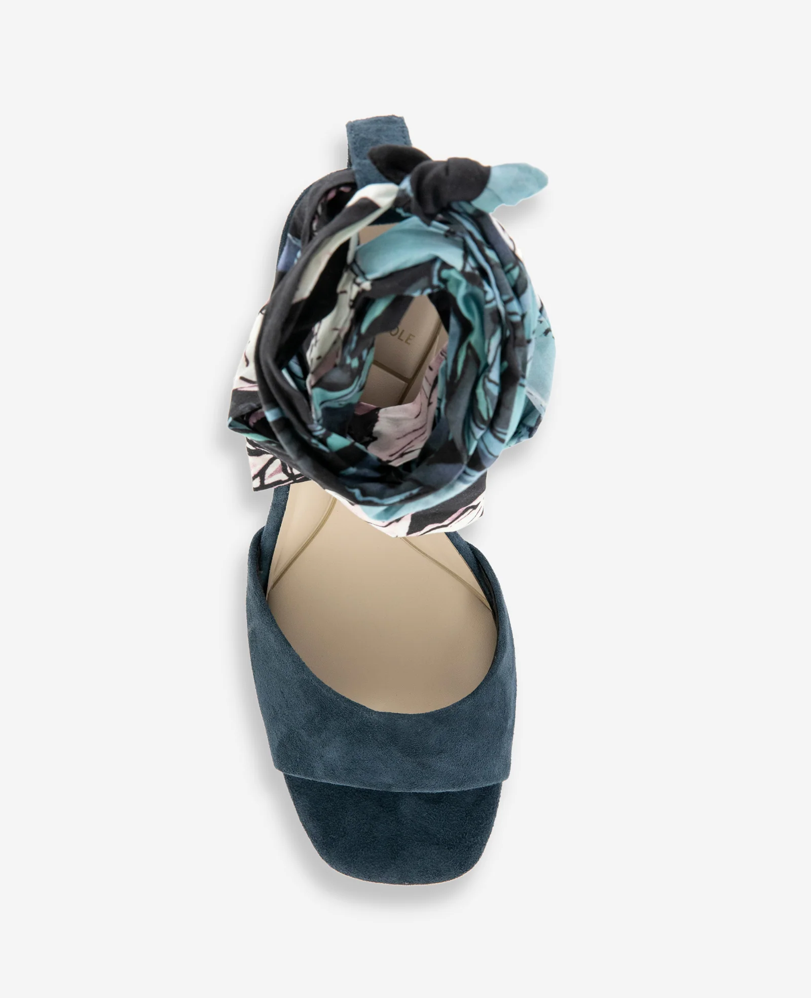Fabia Printed Fabric Wrap Around Suede & Raffia Wedge - Image 4