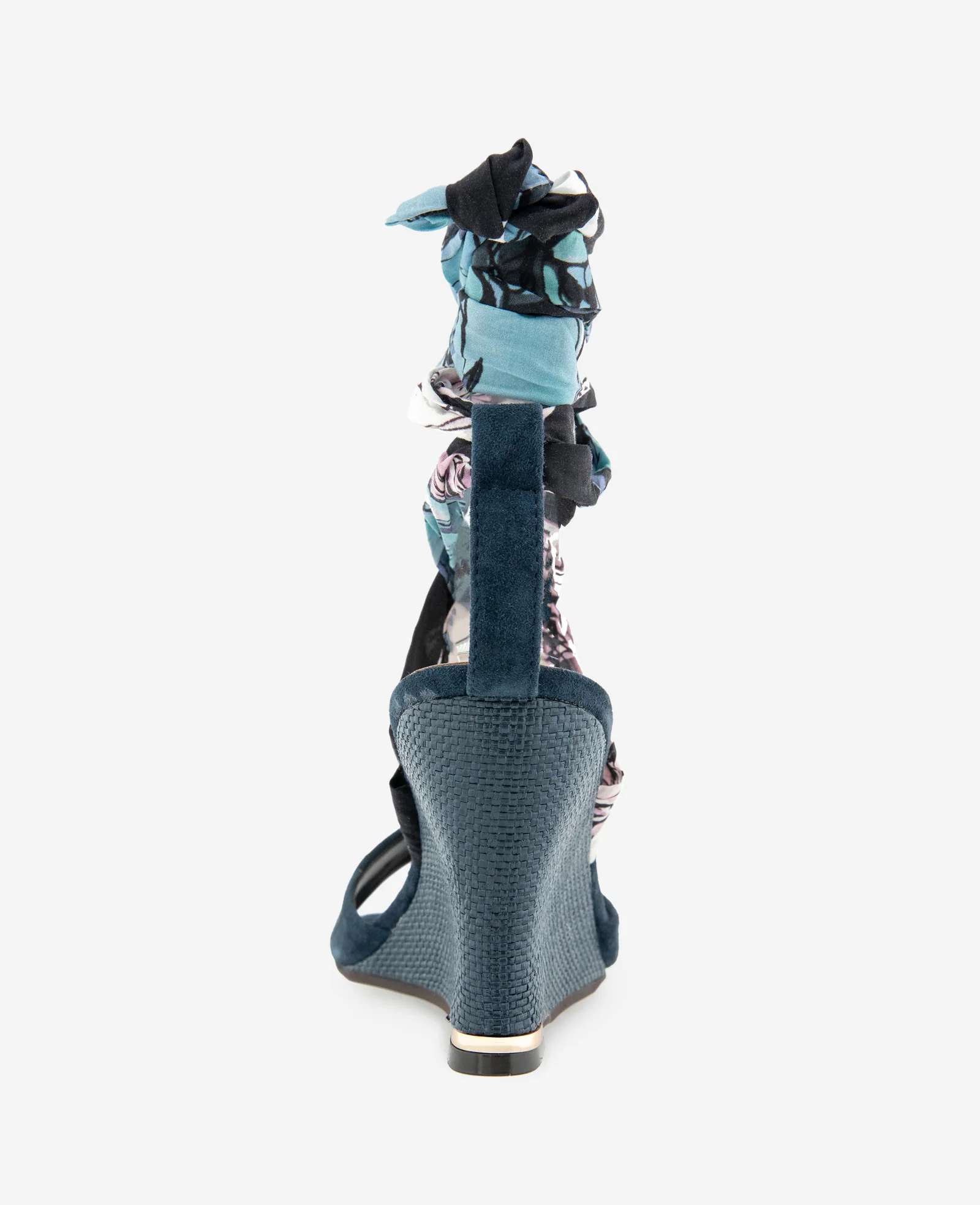 Fabia Printed Fabric Wrap Around Suede & Raffia Wedge - Image 5