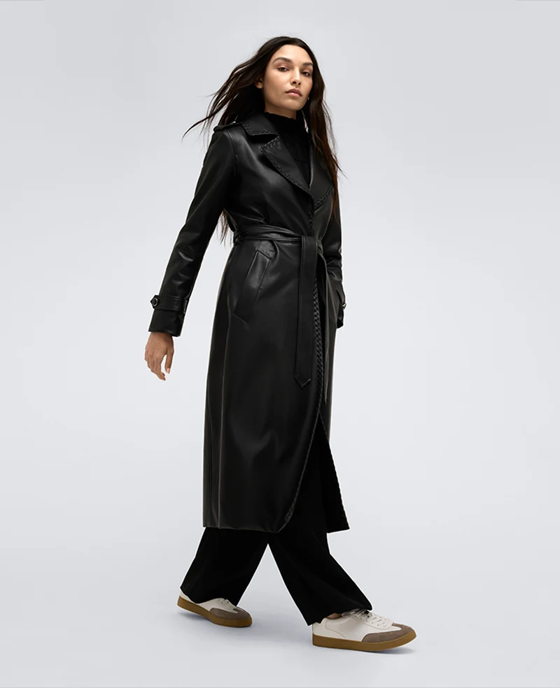 Faux Leather Belted Trench - Image 3
