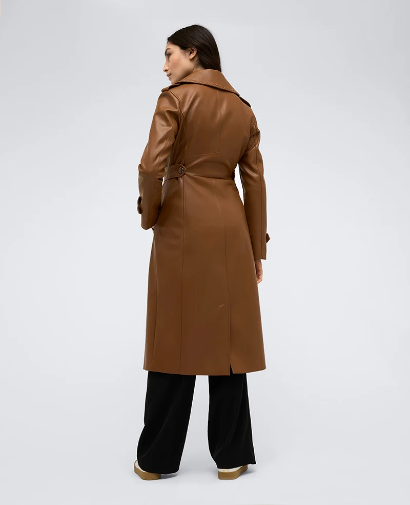 Faux Leather Belted Trench - Image 3