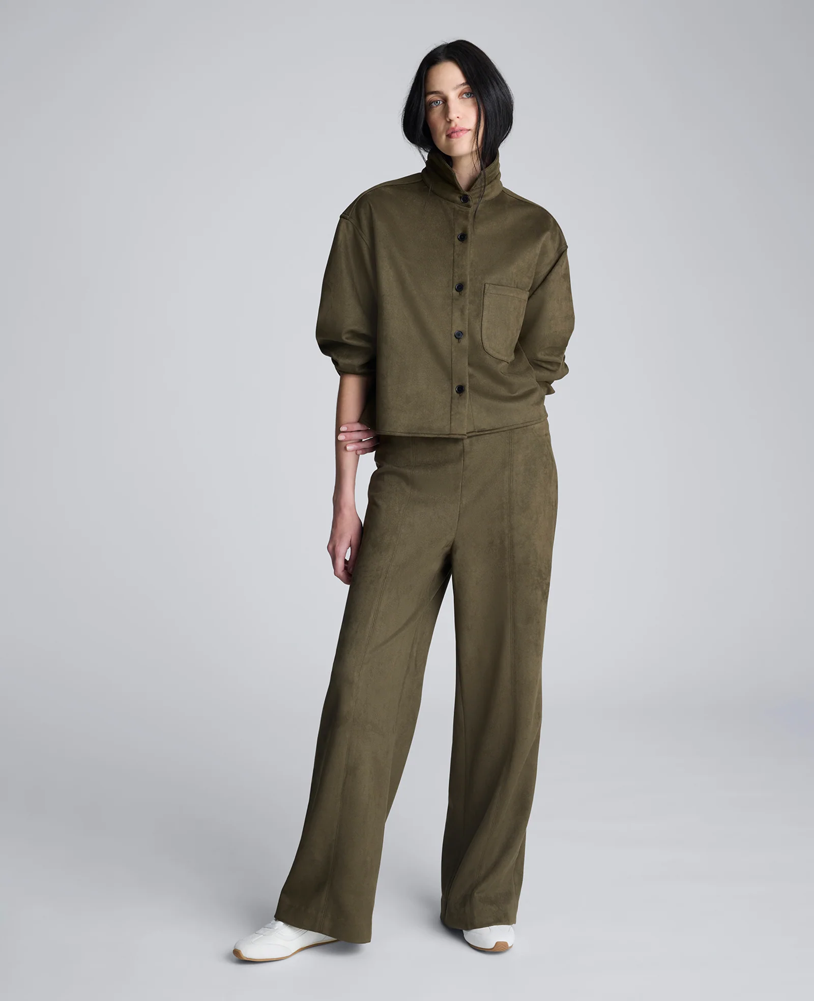 Faux Suede Pull On Wide Leg Pant - Image 3