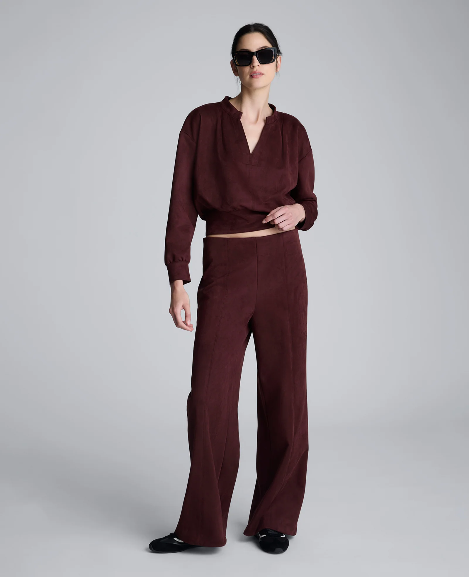 Faux Suede Pull On Wide Leg Pant - Image 3