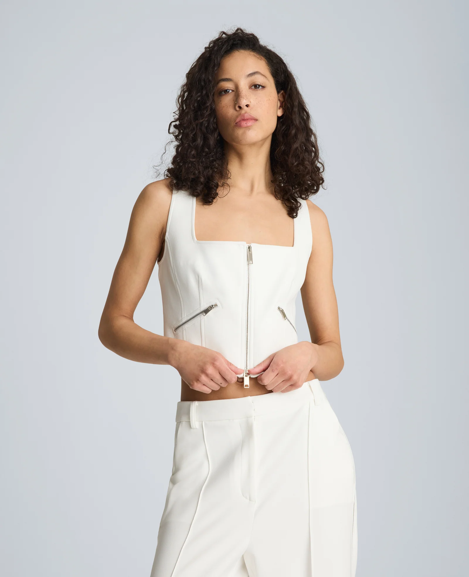 Fitted Zip Front Bodice with Zip Pockets