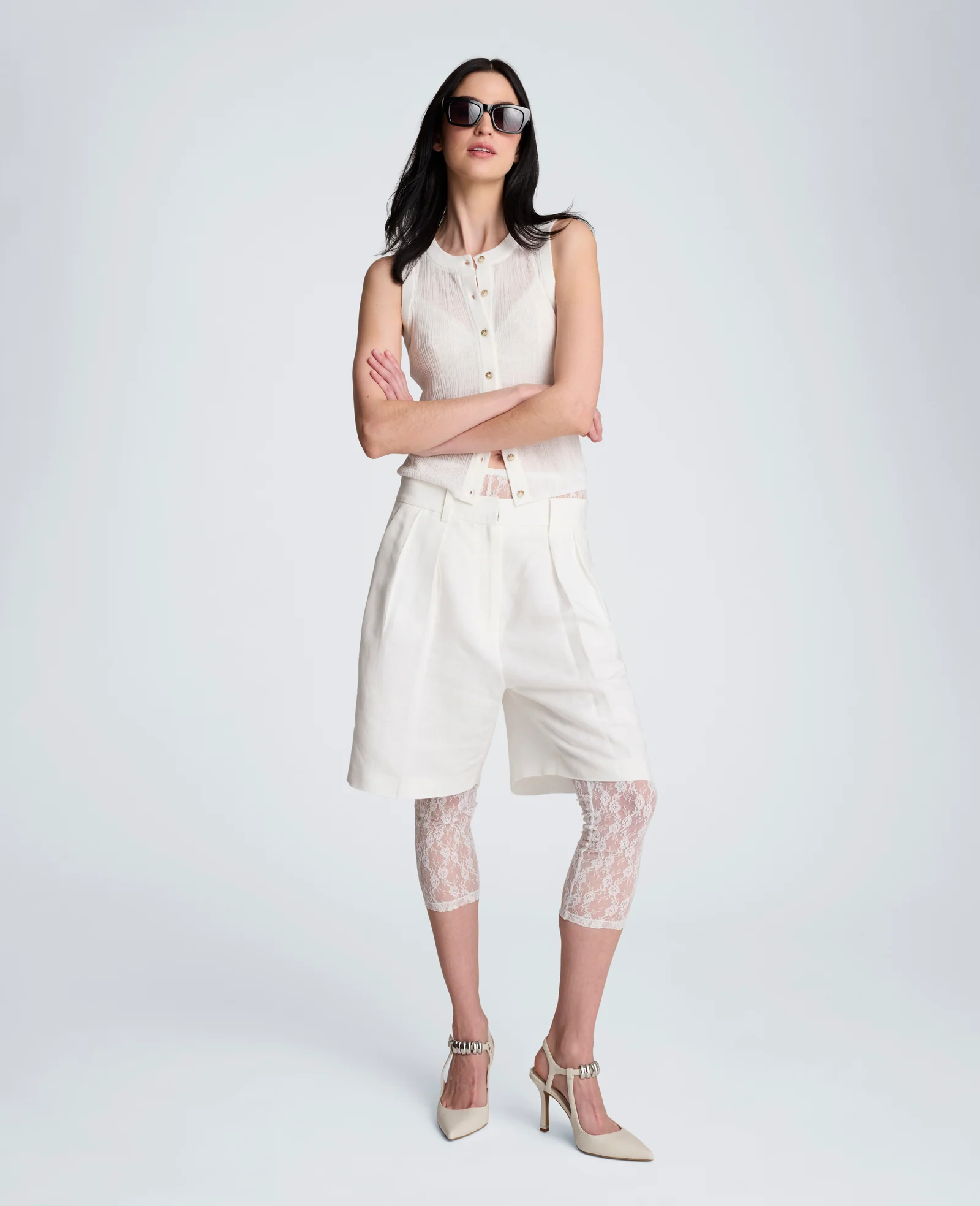 Fly Front High Rise Pleated Short Bermuda Refined Linen Short - Image 6