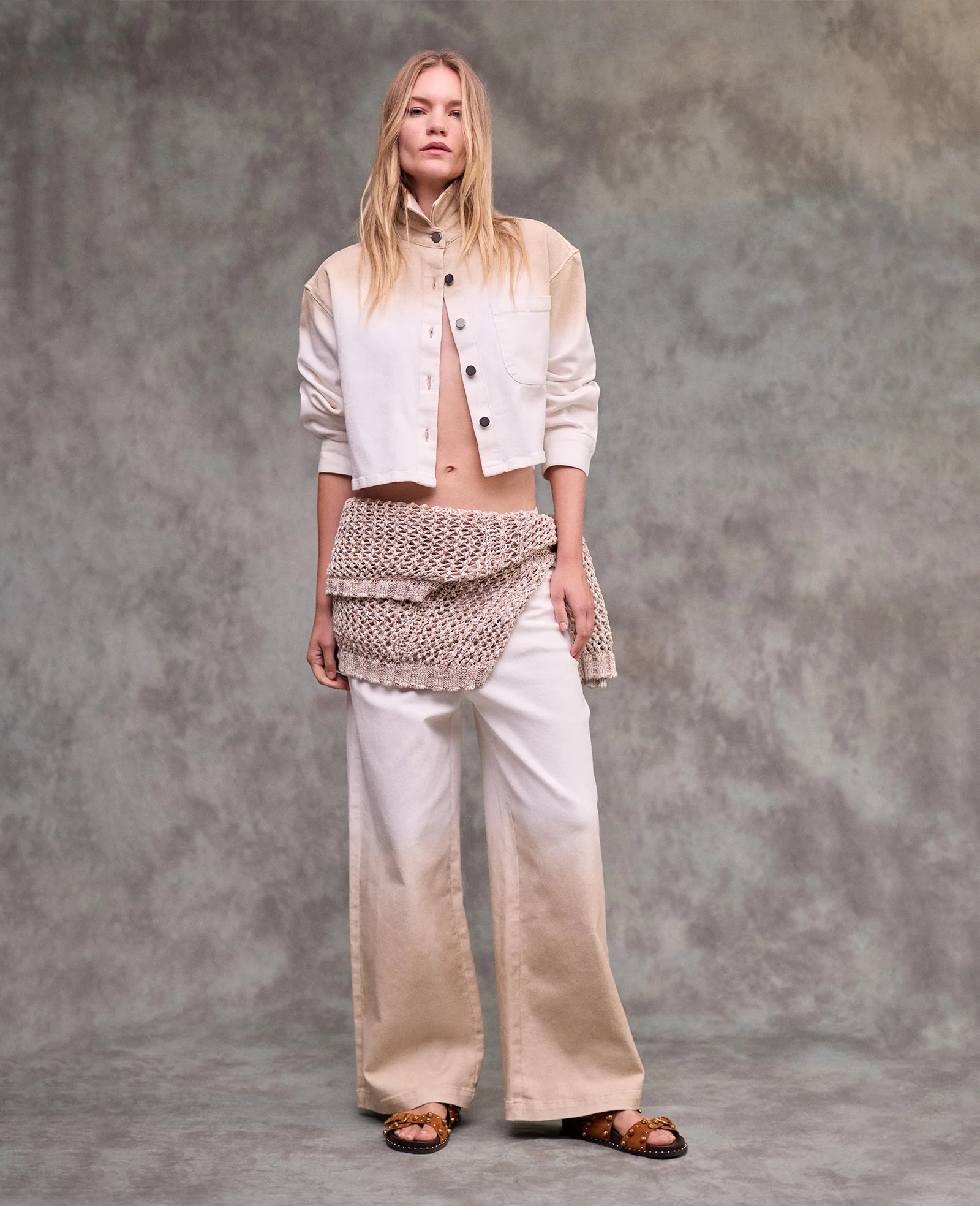 Gradient Fly Front High Rise Wide Leg Comfort Stretch Denim Pant - Image 2