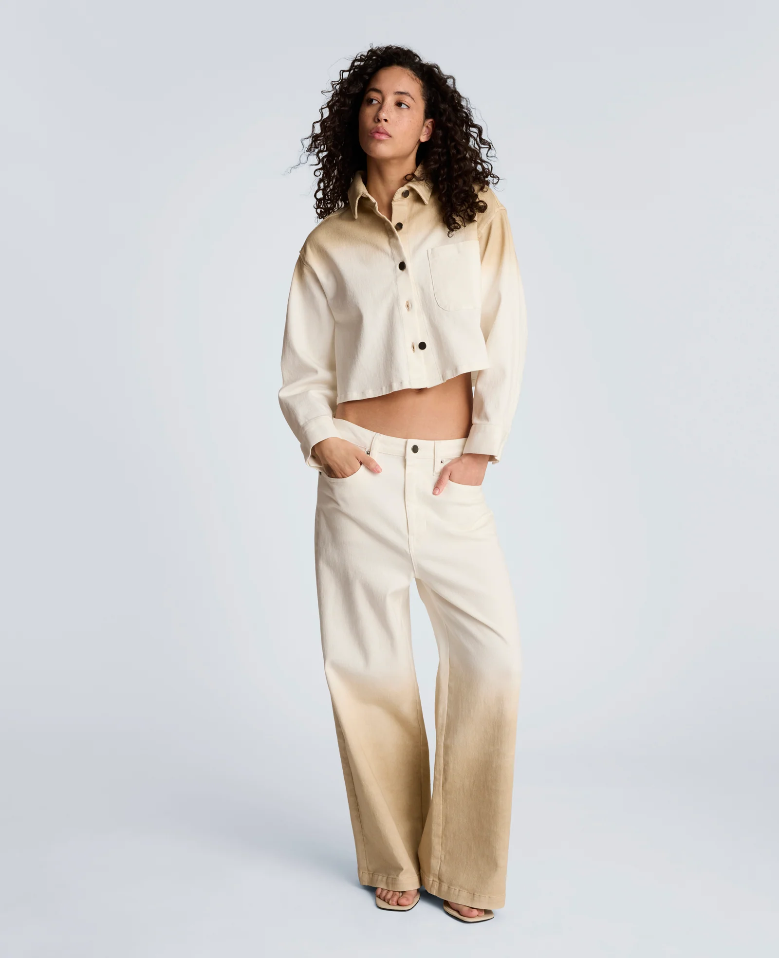 Gradient Fly Front High Rise Wide Leg Comfort Stretch Denim Pant - Image 4