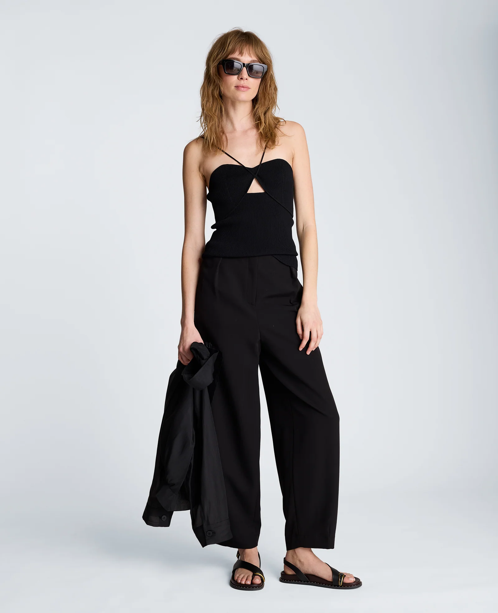 Fly Front Tapered Leg High Waisted Pleated Pant - Image 3