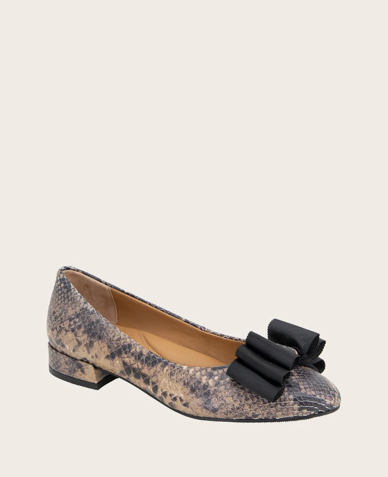GENTLE SOULS - Atlas Snakeskin Leather Bow Flat - Image 5