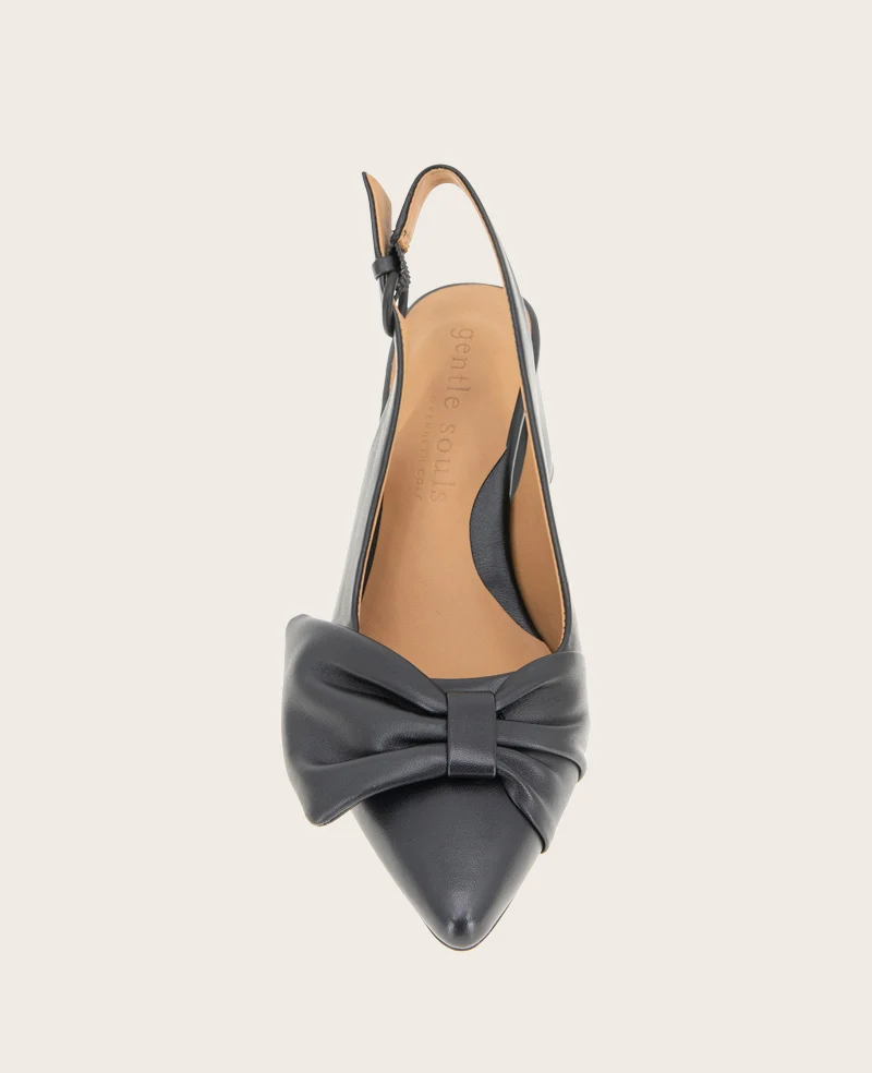 GENTLE SOULS - Diana Leather Bow Slingback Heel - Image 6